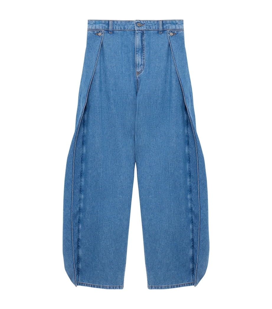 LOEWE Womens Wrap Wide-Leg Jeans Light Blue Image 1