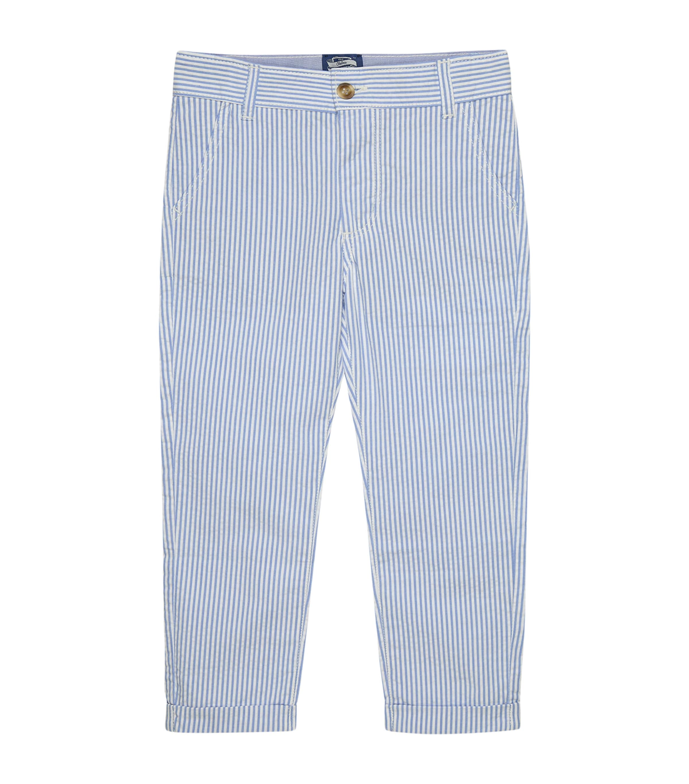 Trotters Stretch-Cotton Jacob Trousers (6-11 Years) Pale Blue Stripe Image 1