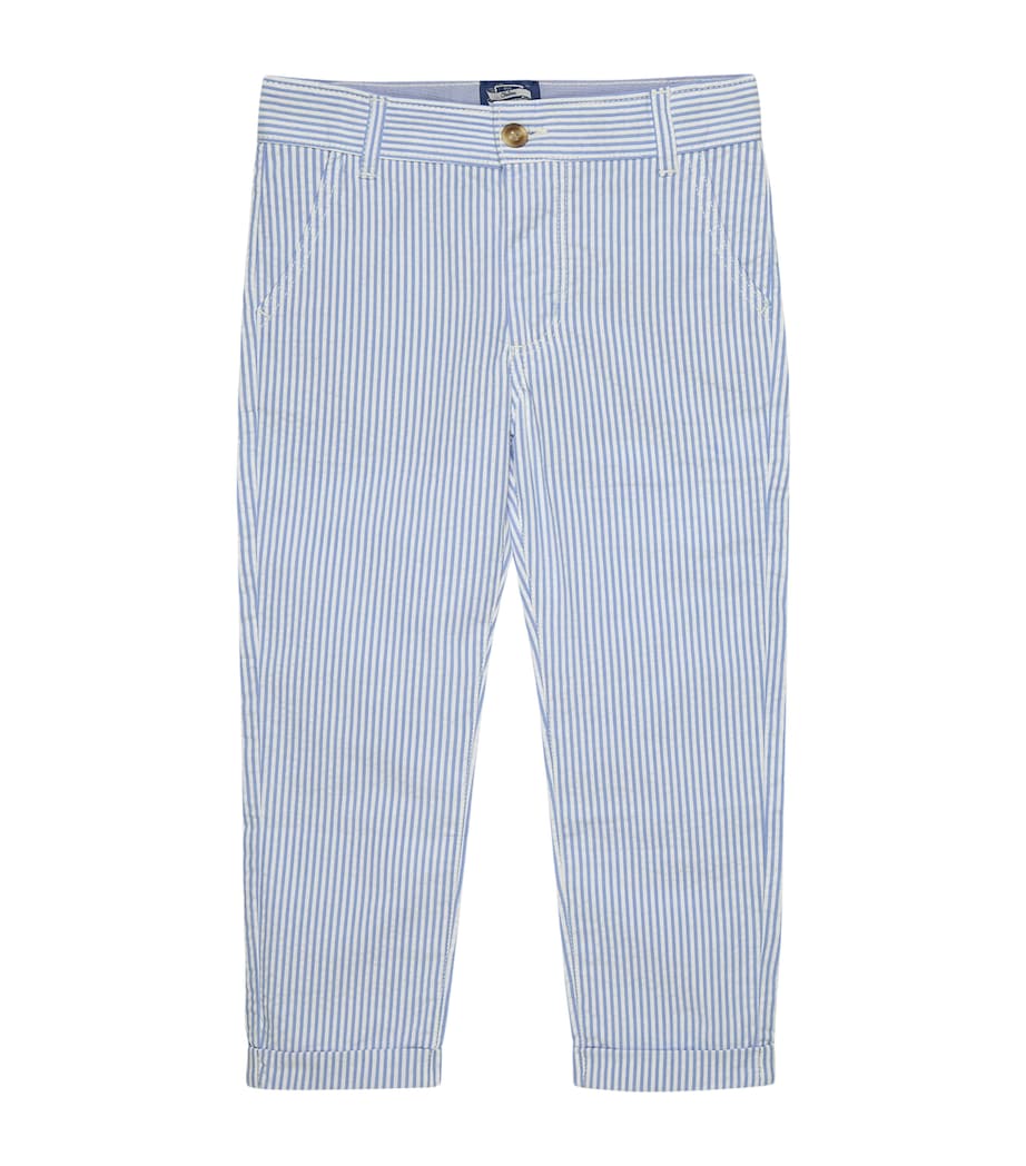Trotters Stretch-Cotton Jacob Trousers (6-11 Years) Pale Blue Stripe Image 1