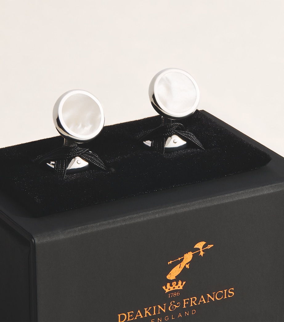Deakin & Francis Sterling Silver Mother-Of-Pearl Round Cufflinks Silver Image 3