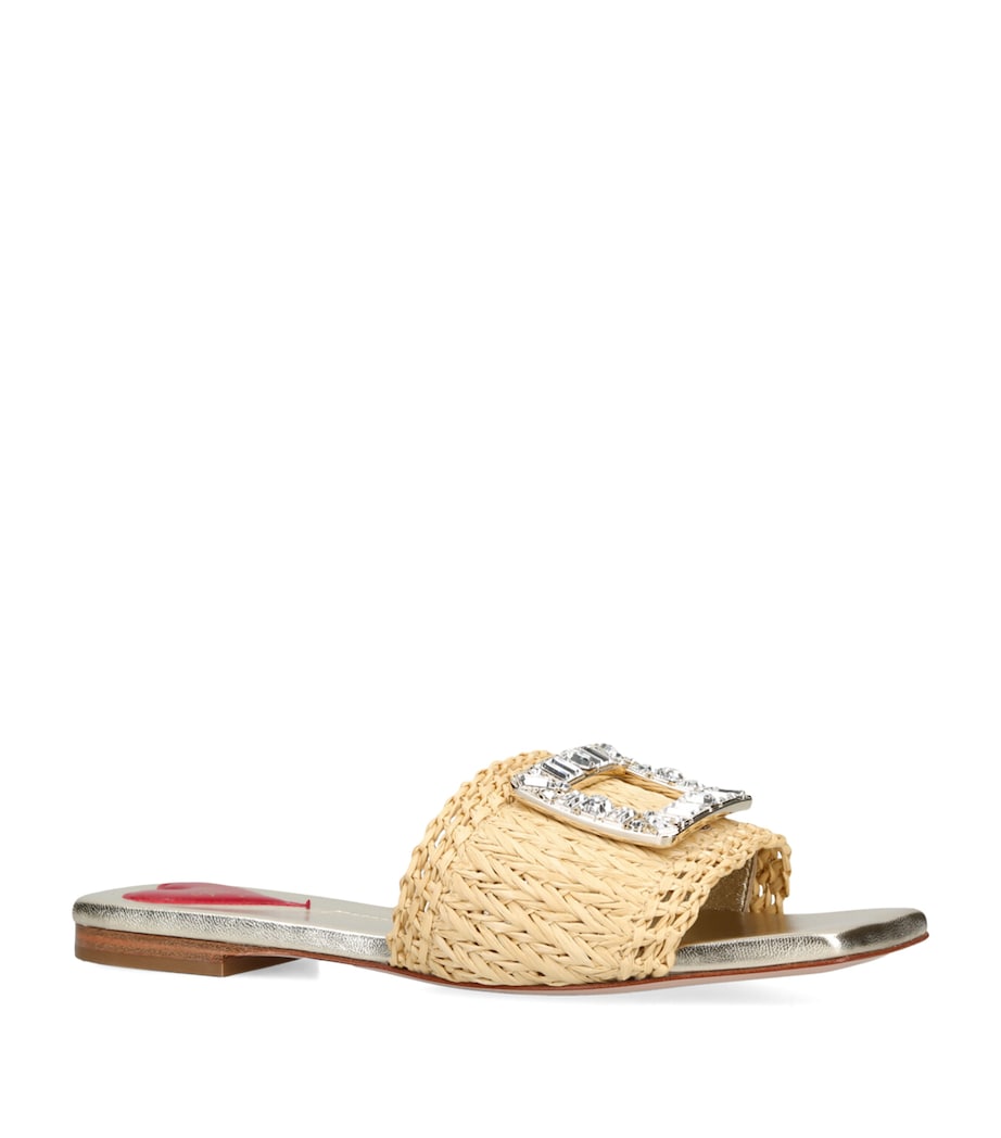 Raffia Strass Buckle Mules BEIGE Image 3