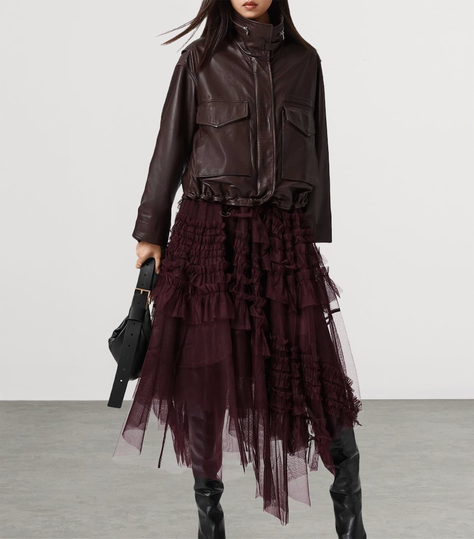 Tulle Jen Midi Skirt OXBLOOD RED Image 5