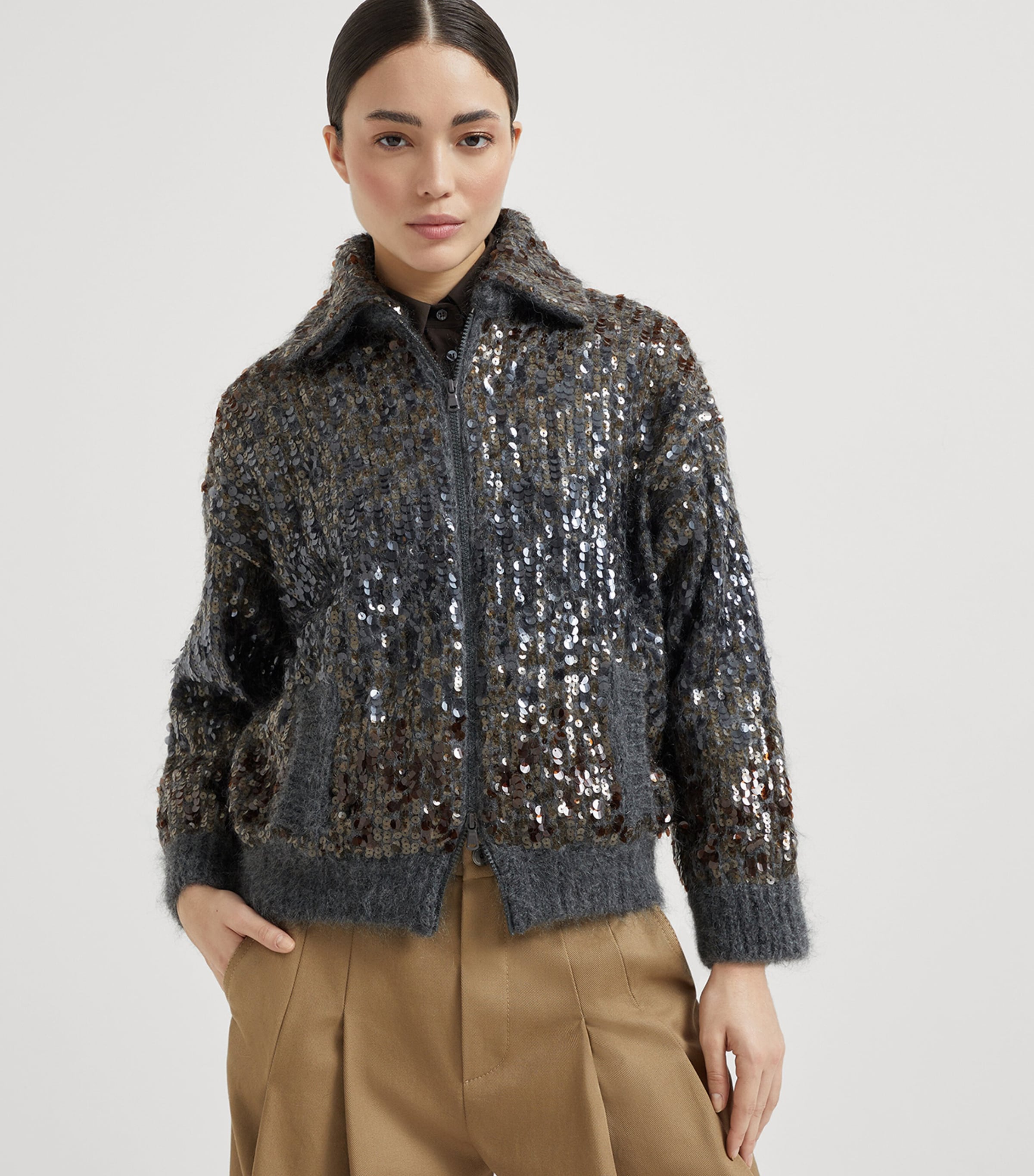 Mohair-Blend Sequin-Embellished Cardigan C9144 Image 2
