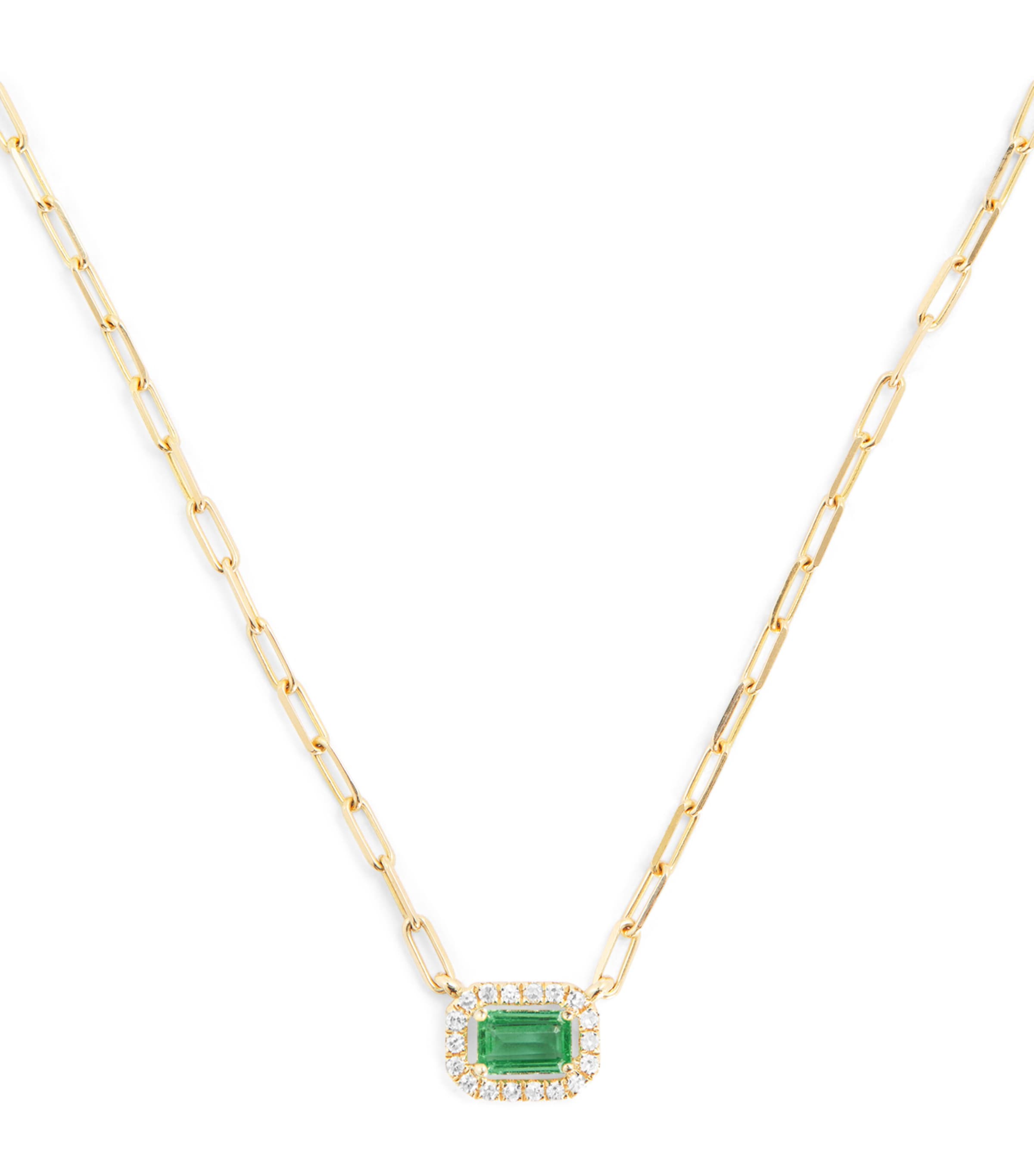 Yellow Gold, Diamond and Emerald Mini Me Chain Necklace YELLOW GOLD Image 1