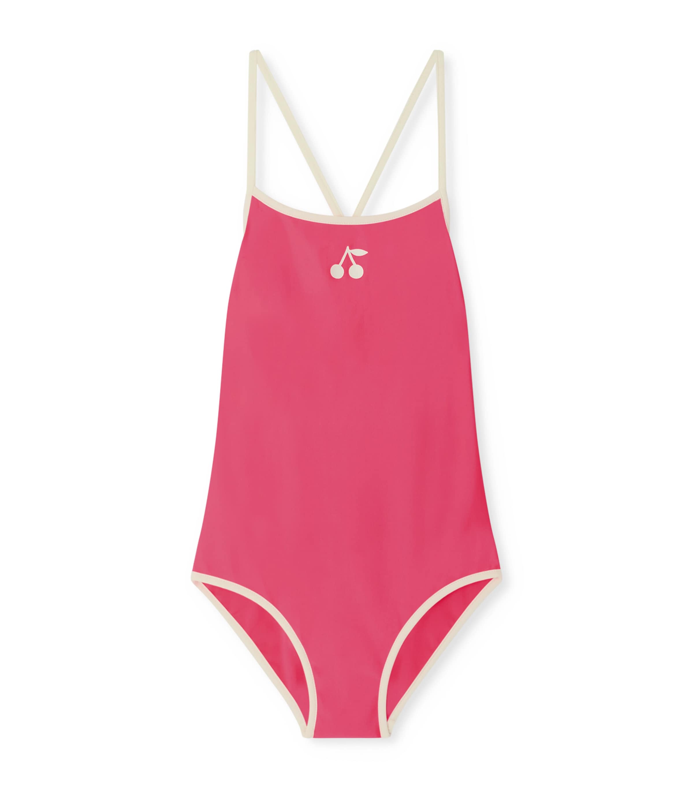 Bonpoint Cherry Logo Swimsuit (10-14 Years) Rose Fluo Image 1