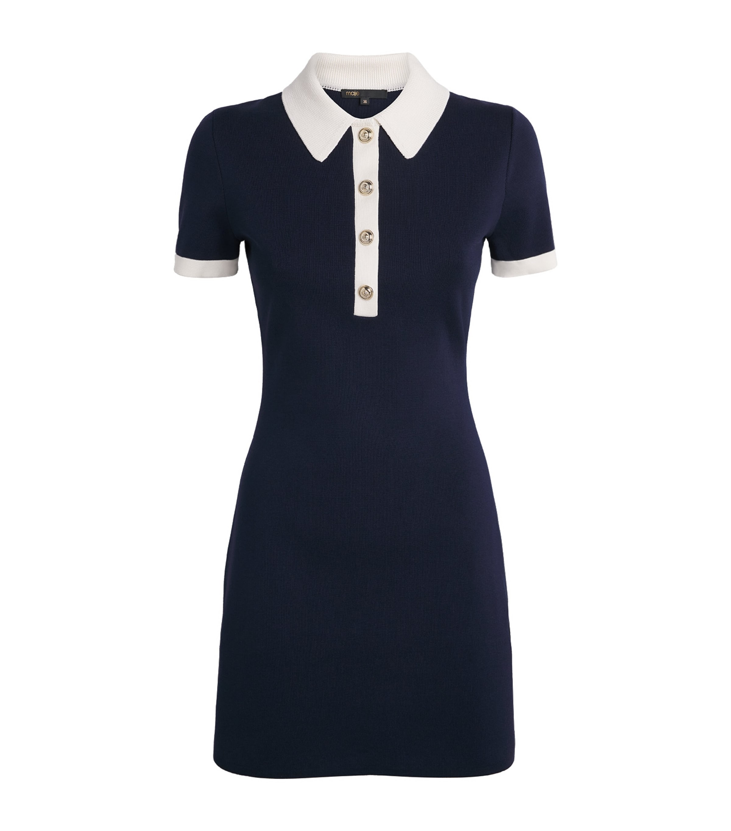 Maje Womens Cotton-Blend Polo Mini Dress Navy Image 1