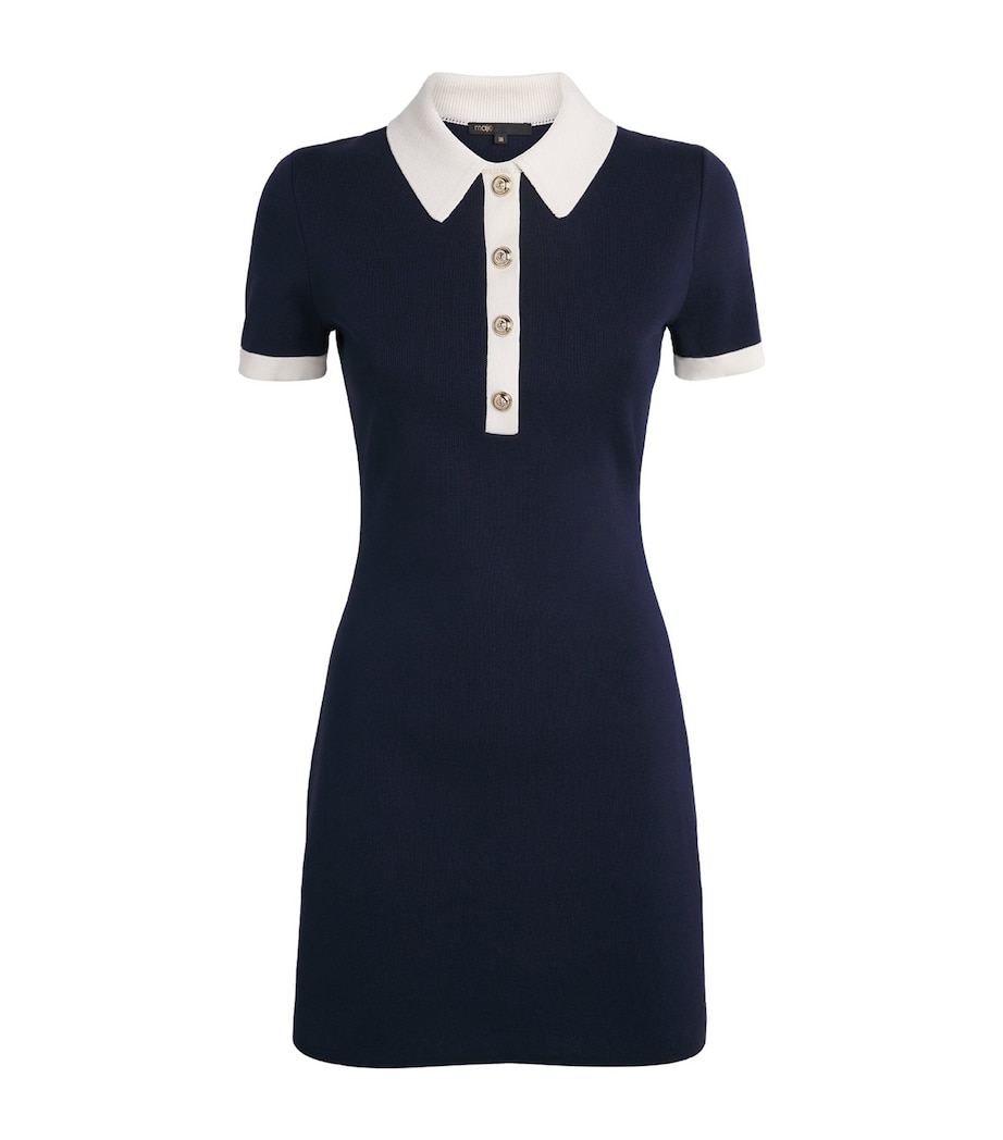 Maje Womens Cotton-Blend Polo Mini Dress Navy Image 1