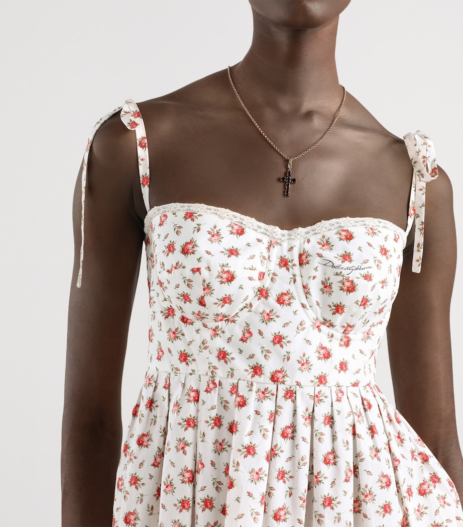 Dolce&Gabbana Womens Cotton-Blend Floral Sleeveless Midi Dress Rose Image 4