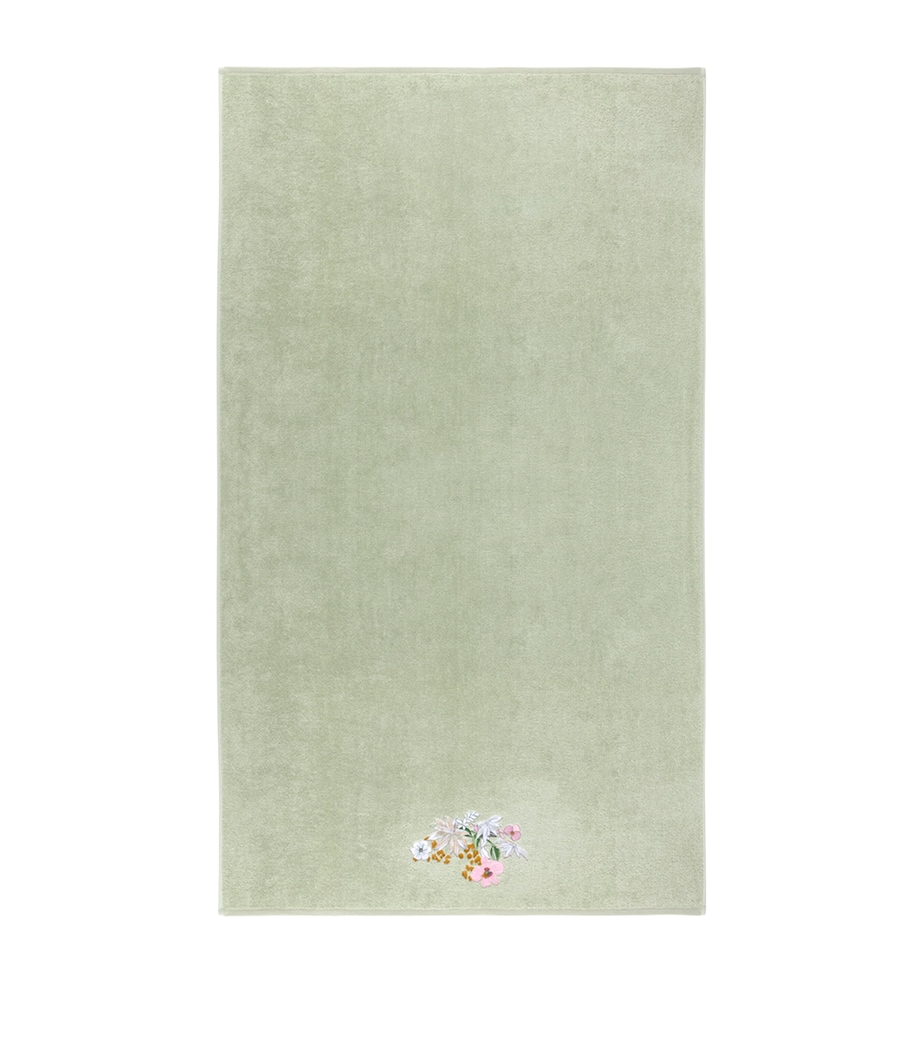 Embroidered Orchidee Bath Mat (90cm x 160cm) GREEN Image 2