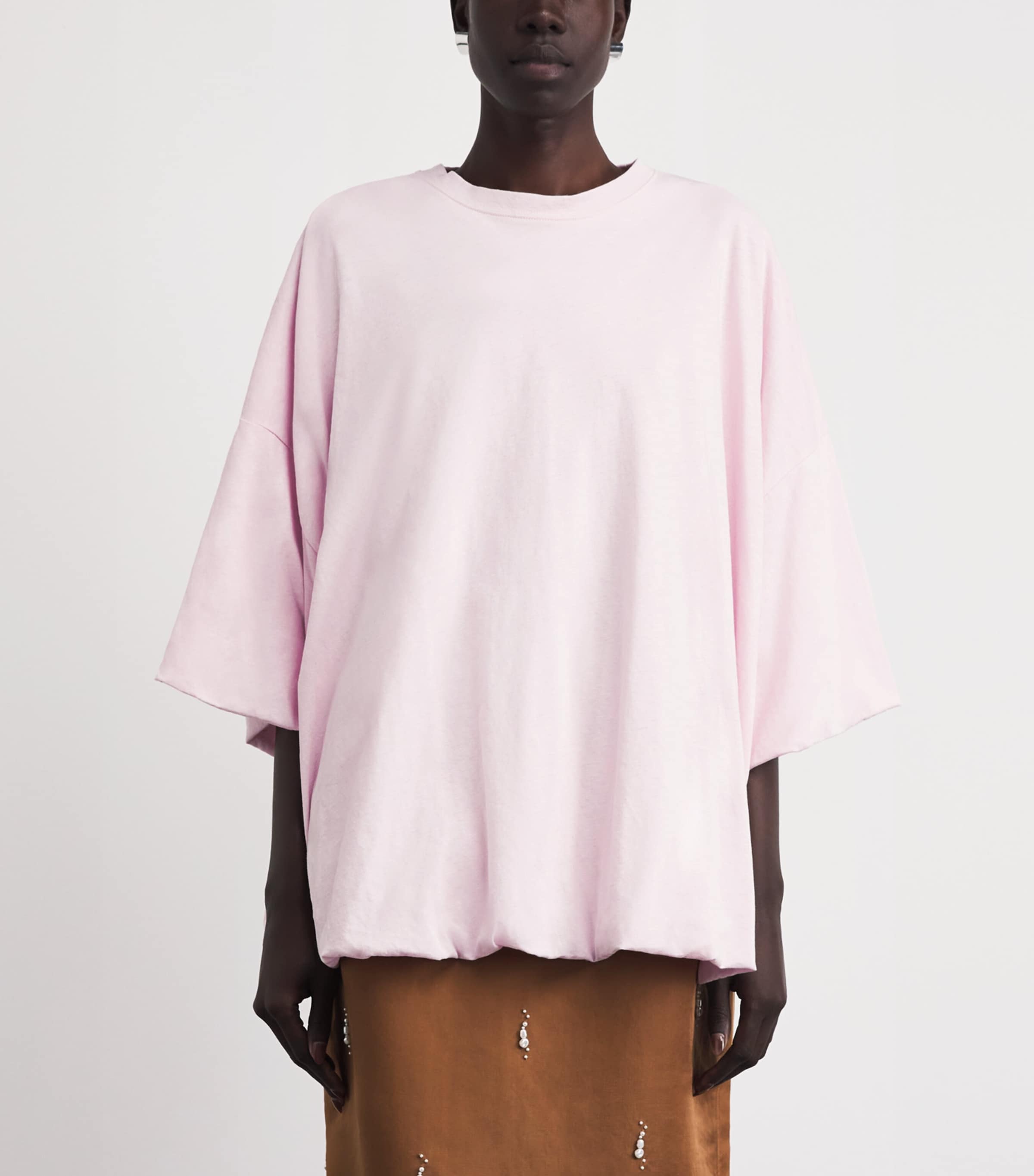 Acne Studios Womens Loose-Fit Cropped T-Shirt Baby Pink Image 4