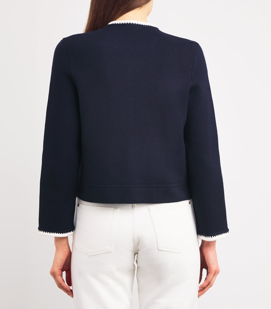 Maje Blue Contrast-Trim Cardigan Harrods RS - Main Image