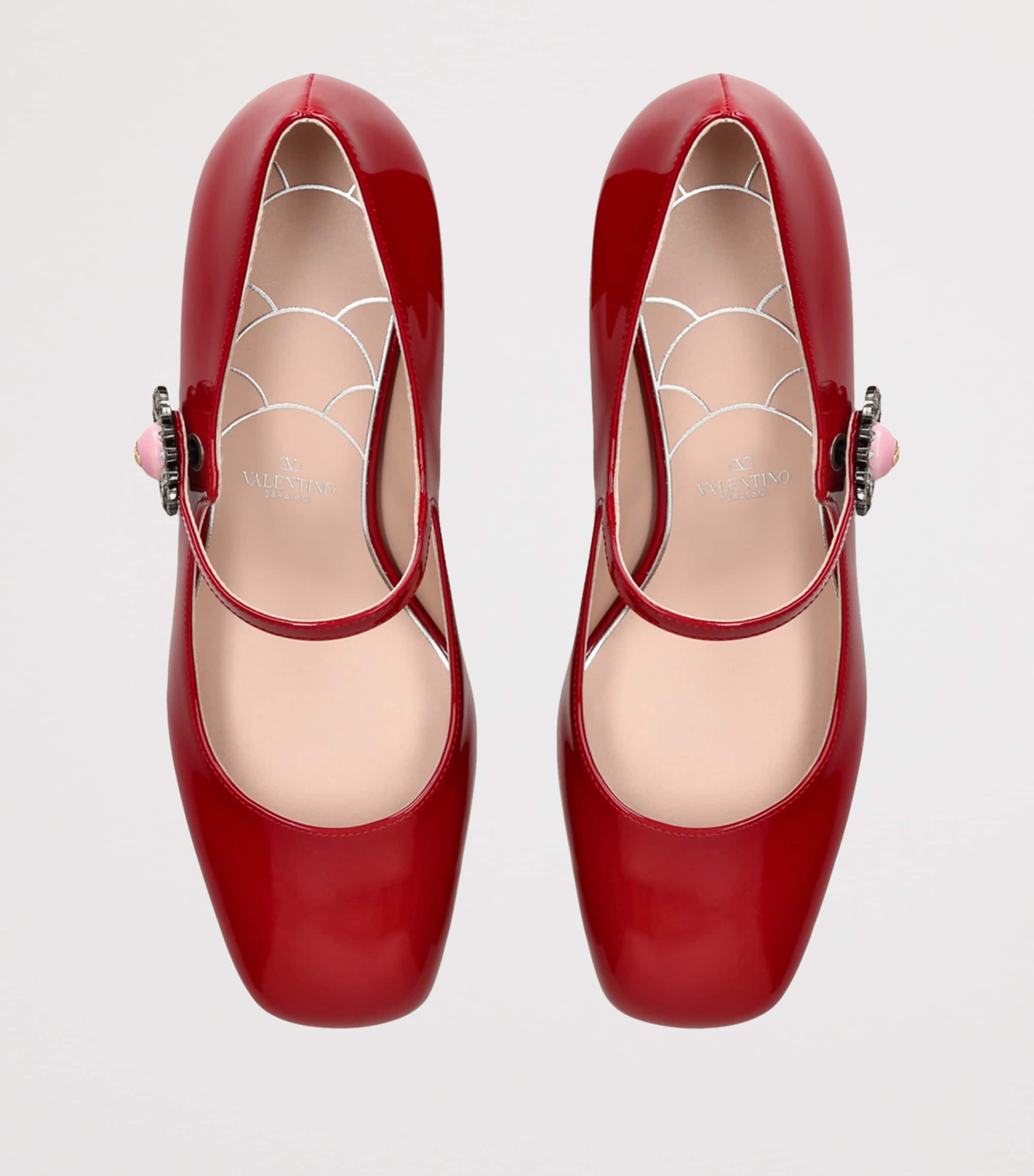 Leather Embellished Preshoes Pumps 55 RED Image 4