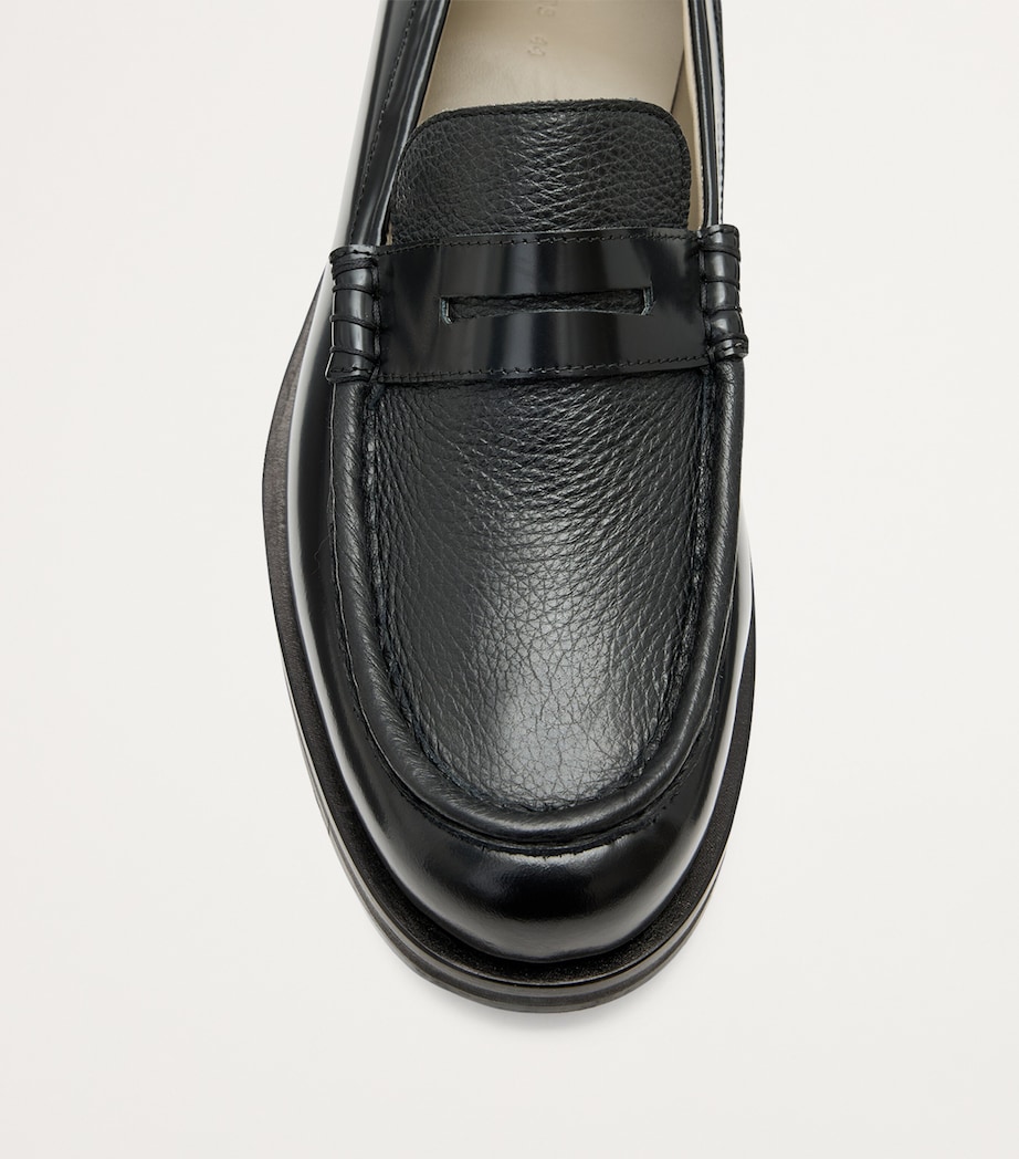 Leather Bloom Loafers BLACK Image 6