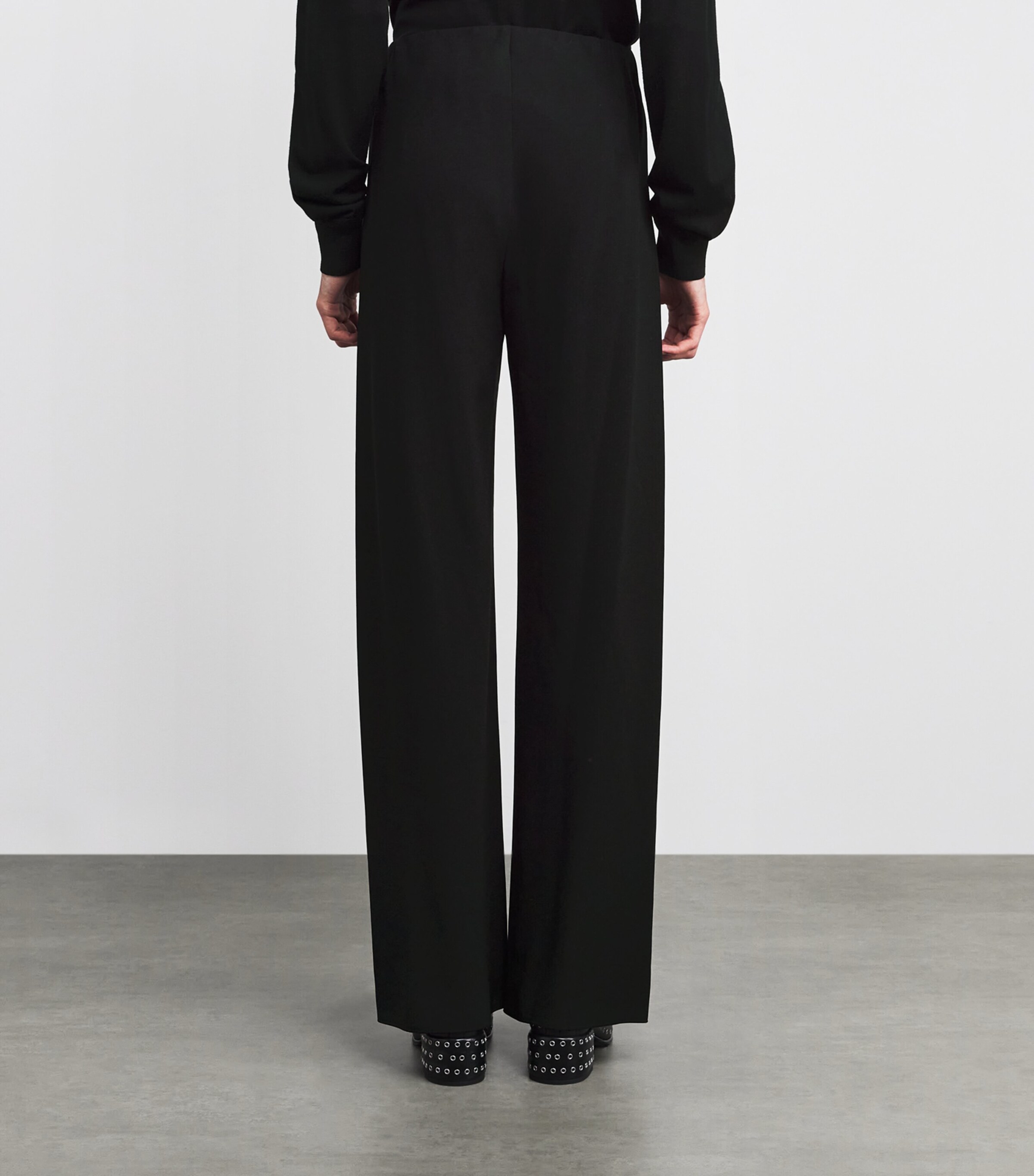 Crepe High-Waist Trousers 001BLK BLACK Image 4