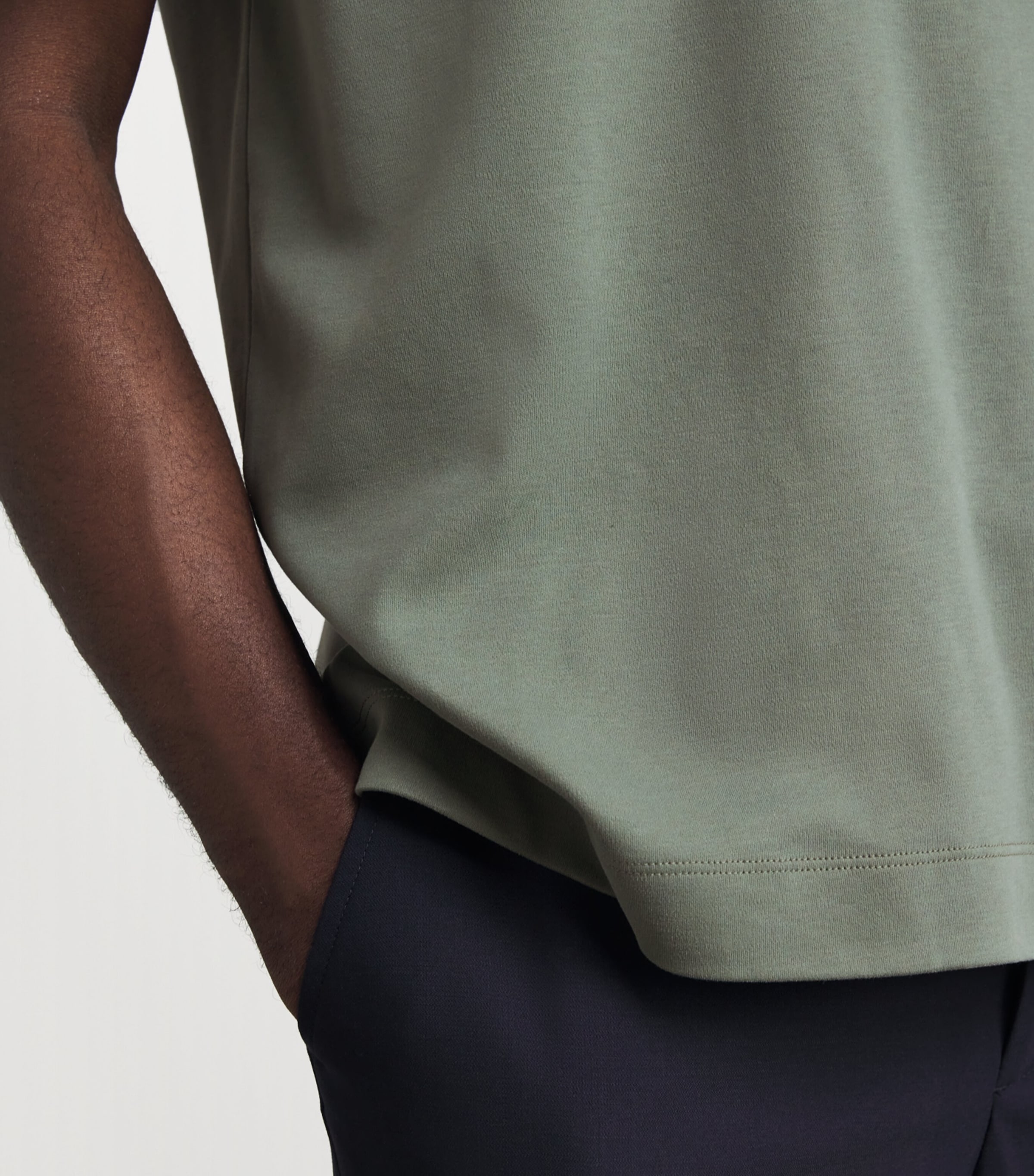 Sunspel Mens Brushed Supima Cotton T-Shirt Gnij Dusk Green Image 6