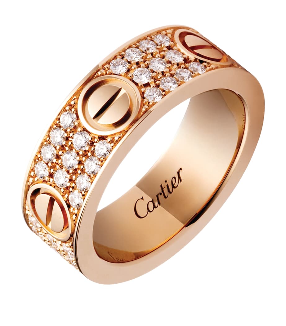 Rose Gold and Diamond-Paved LOVE Ring MULTI Image 8