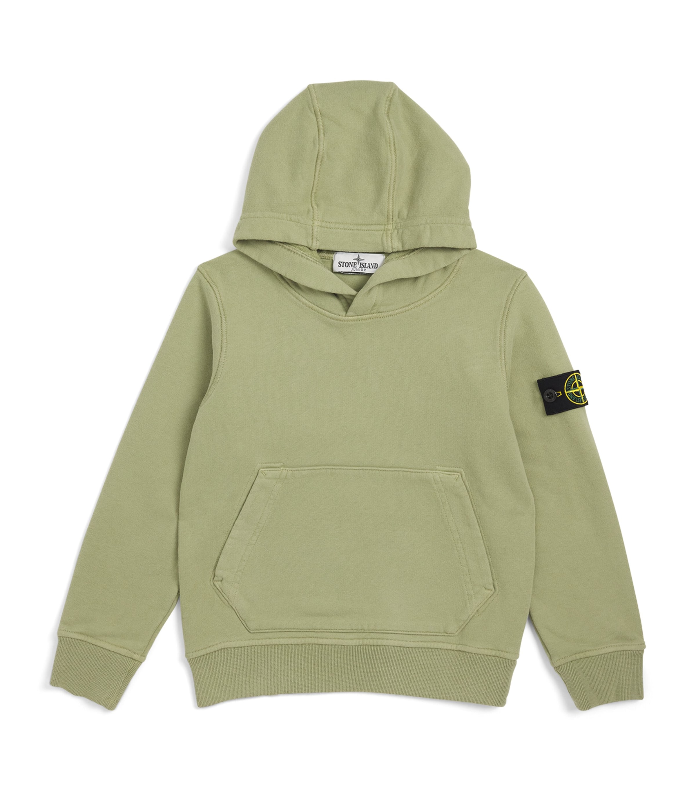 Shop Stone Island Junior Cotton Logo Hoodie In Green