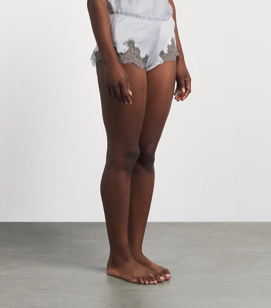 Carine Gilson Womens Silk Cérès Pyjama Shorts Silvergrey Image 4