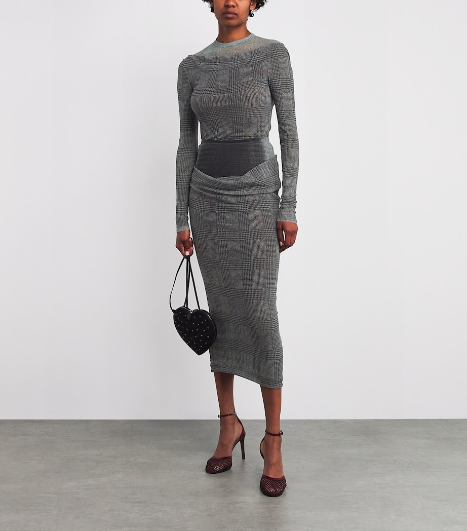 Tulle Check Midi Skirt 087930GREY/VANLA/RED Image 2