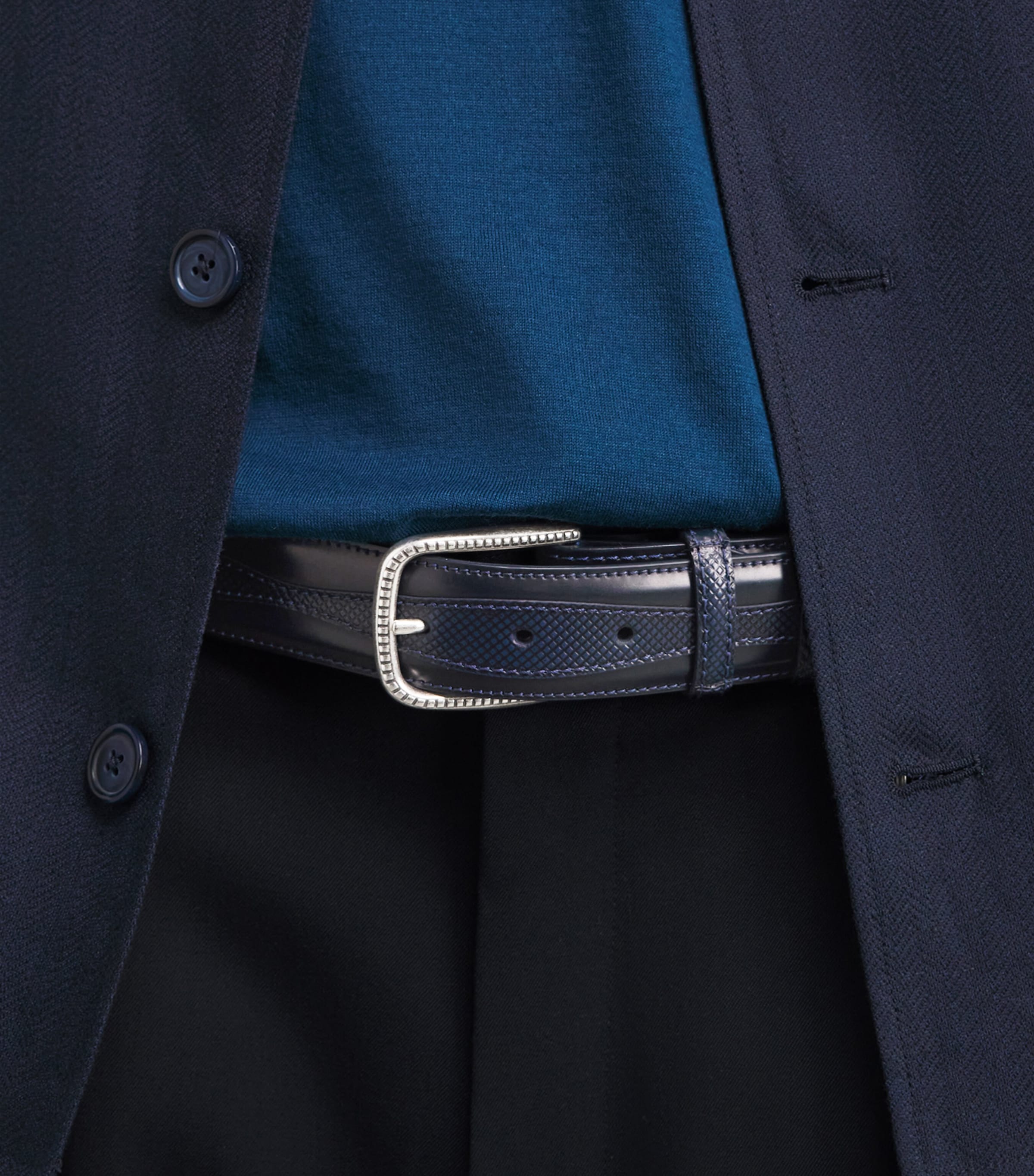 Elliot Rhodes Leather Jolson Belt Navy Image 2