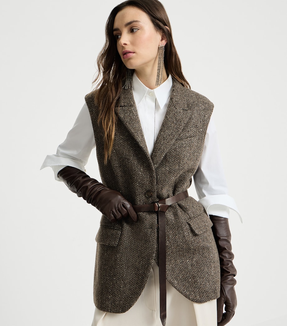 Brunello Cucinelli Womens Wool-Blend Sleeveless Blazer Image 4