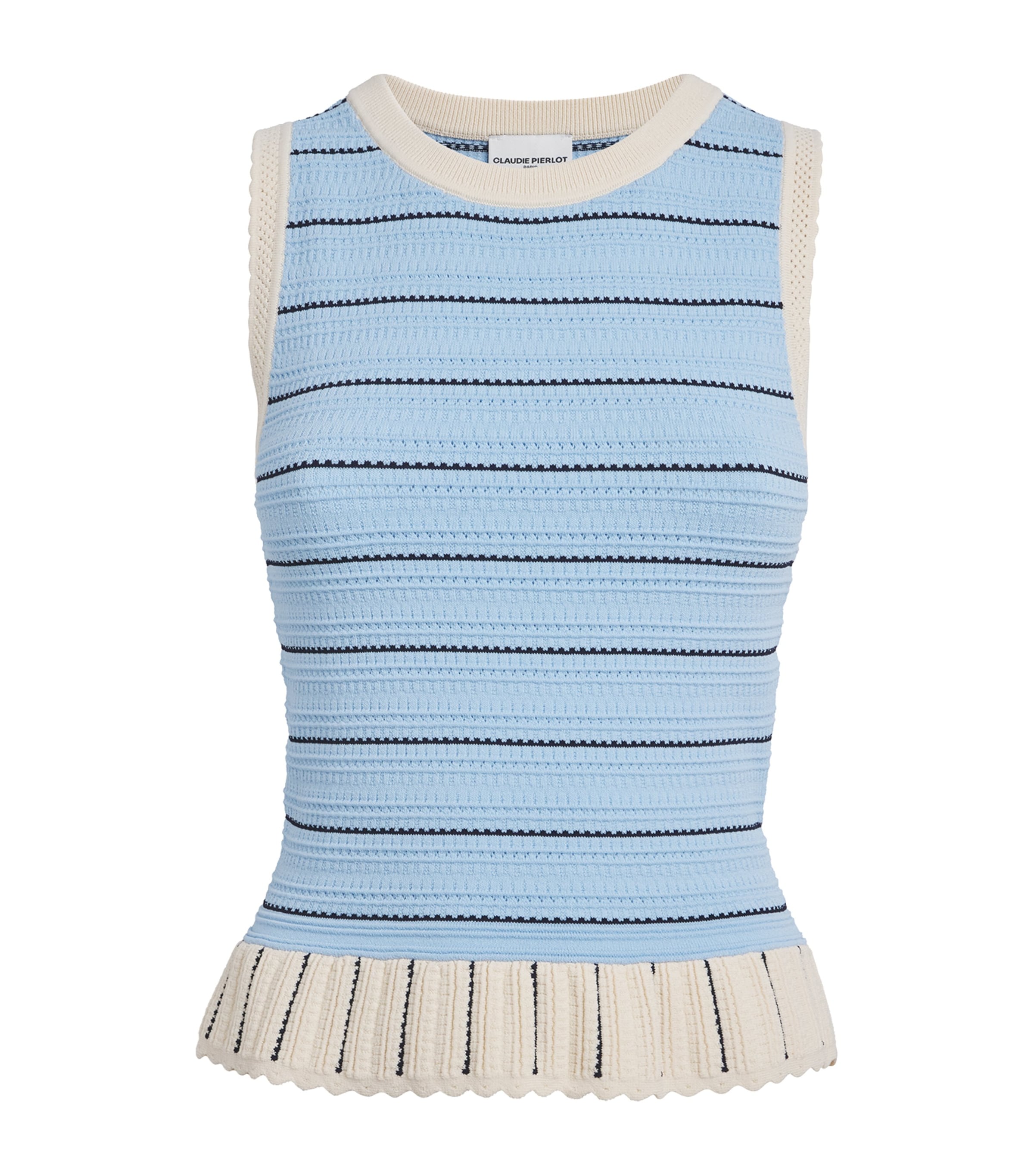 Claudie Pierlot Womens Knitted Pointelle Tank Top Multicolored Image 1