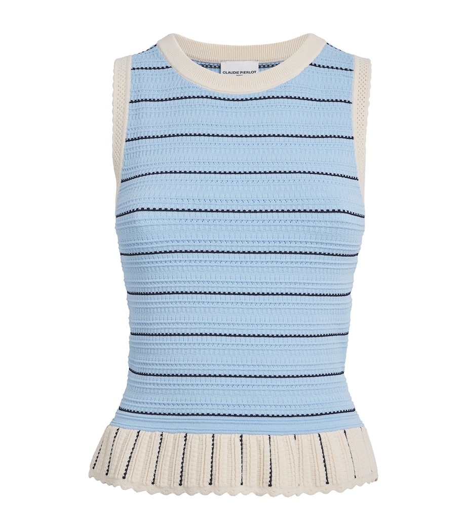 Claudie Pierlot Womens Knitted Pointelle Tank Top Multicolored Image 1