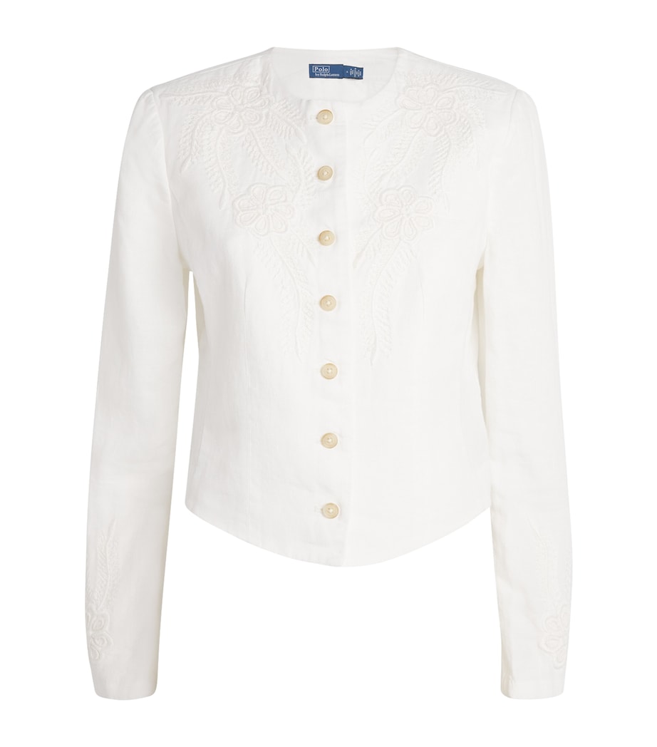 Linen Embroidered Jacket PRCHMNT CR Image 1