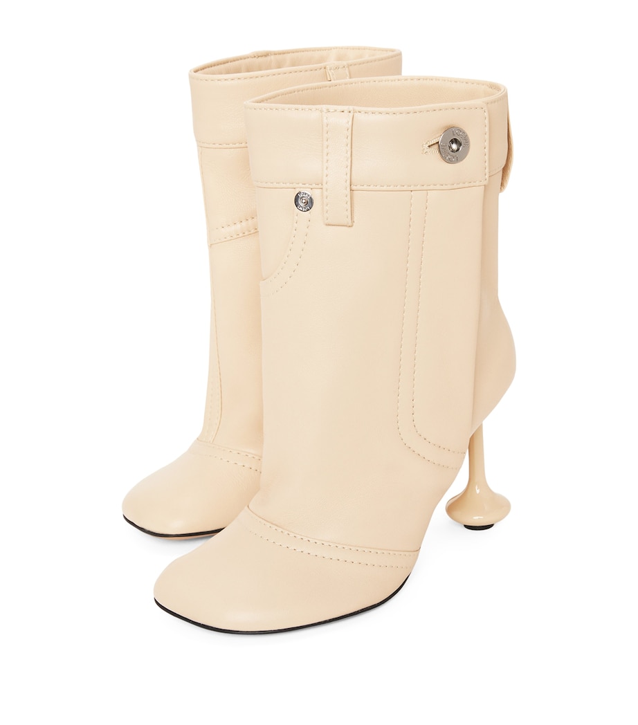 Leather Toy Ankle Boots 90 OAT MILK Image 3