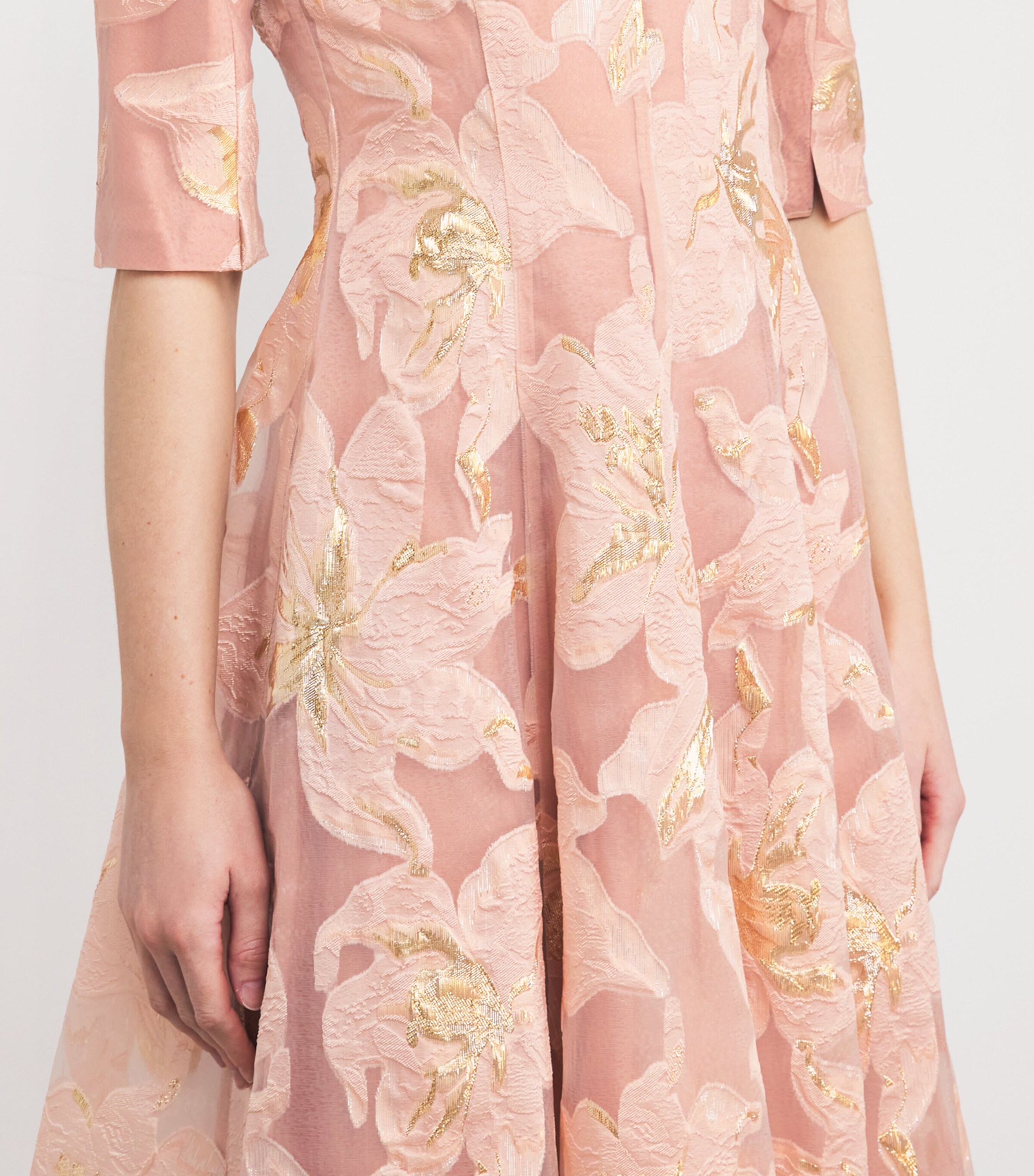 Talbot Runhof Womens Embroidered Floral Midi Dress Marble Image 6