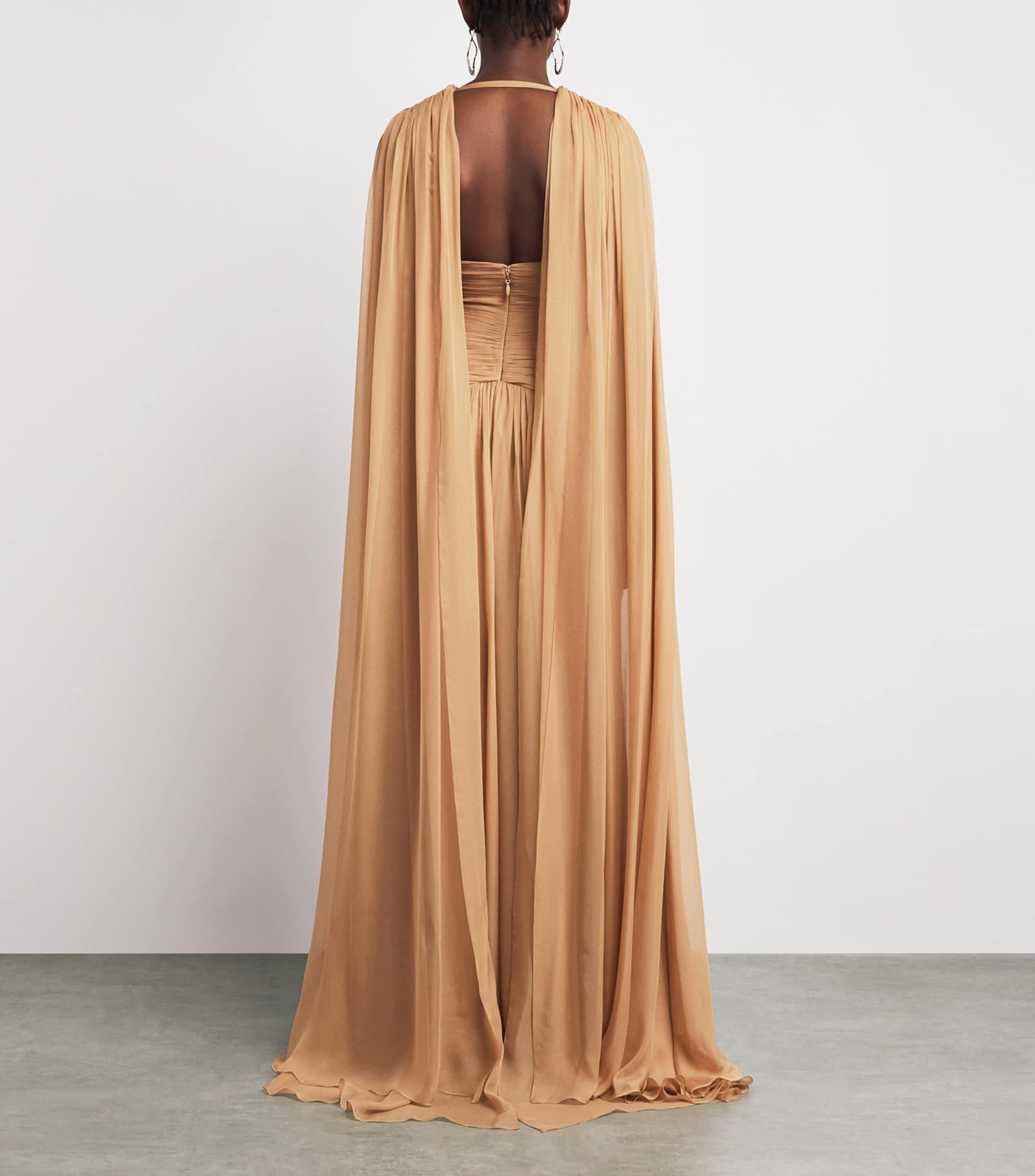 Zuhair Murad Womens Silk Chiffon Cape Gown Almond Image 4