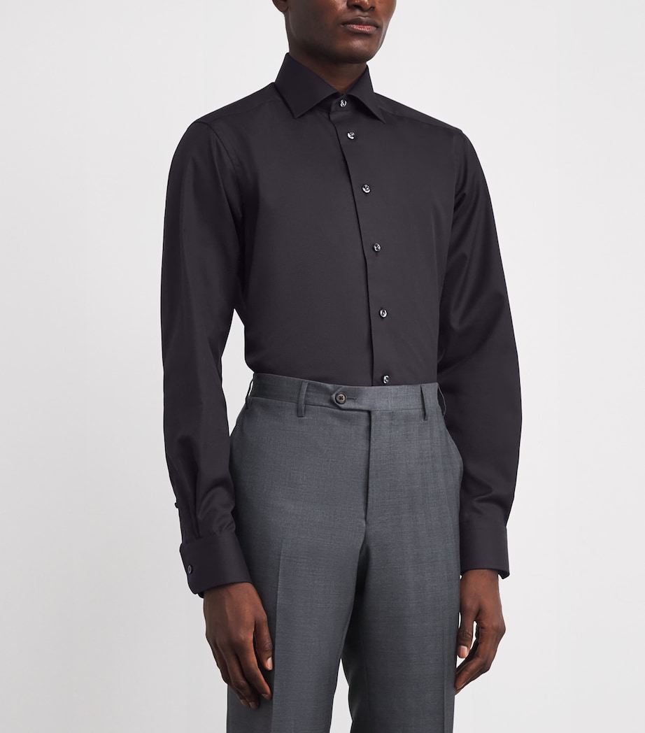 Cotton Dobby Contemporary Fit Shirt 18 BLACK Image 3