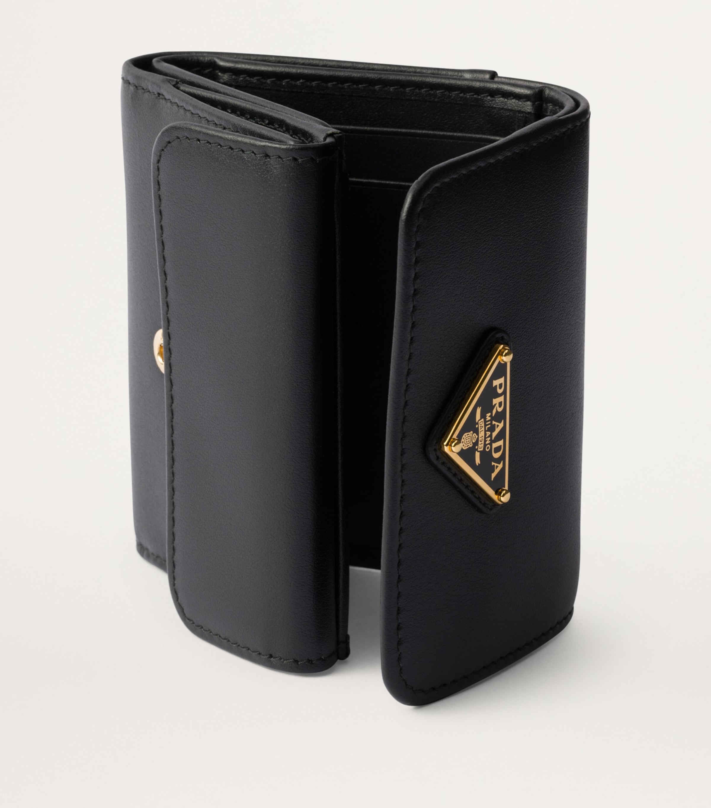 Prada Black Small Leather Triangle Wallet | Harrods UK