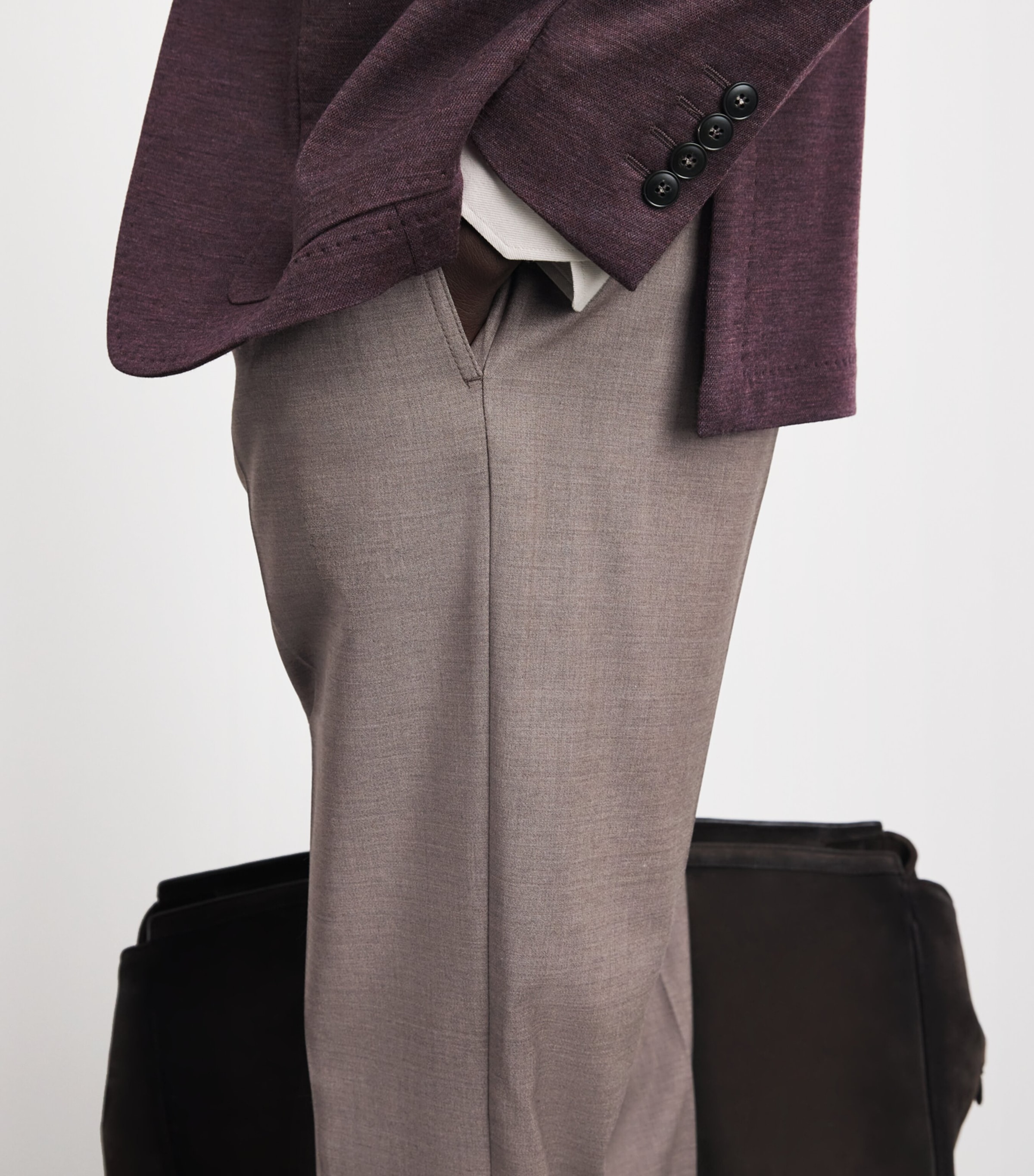 Pal Zileri Mens Stretch-Virgin Wool Drawstring Trousers Brown Image 3