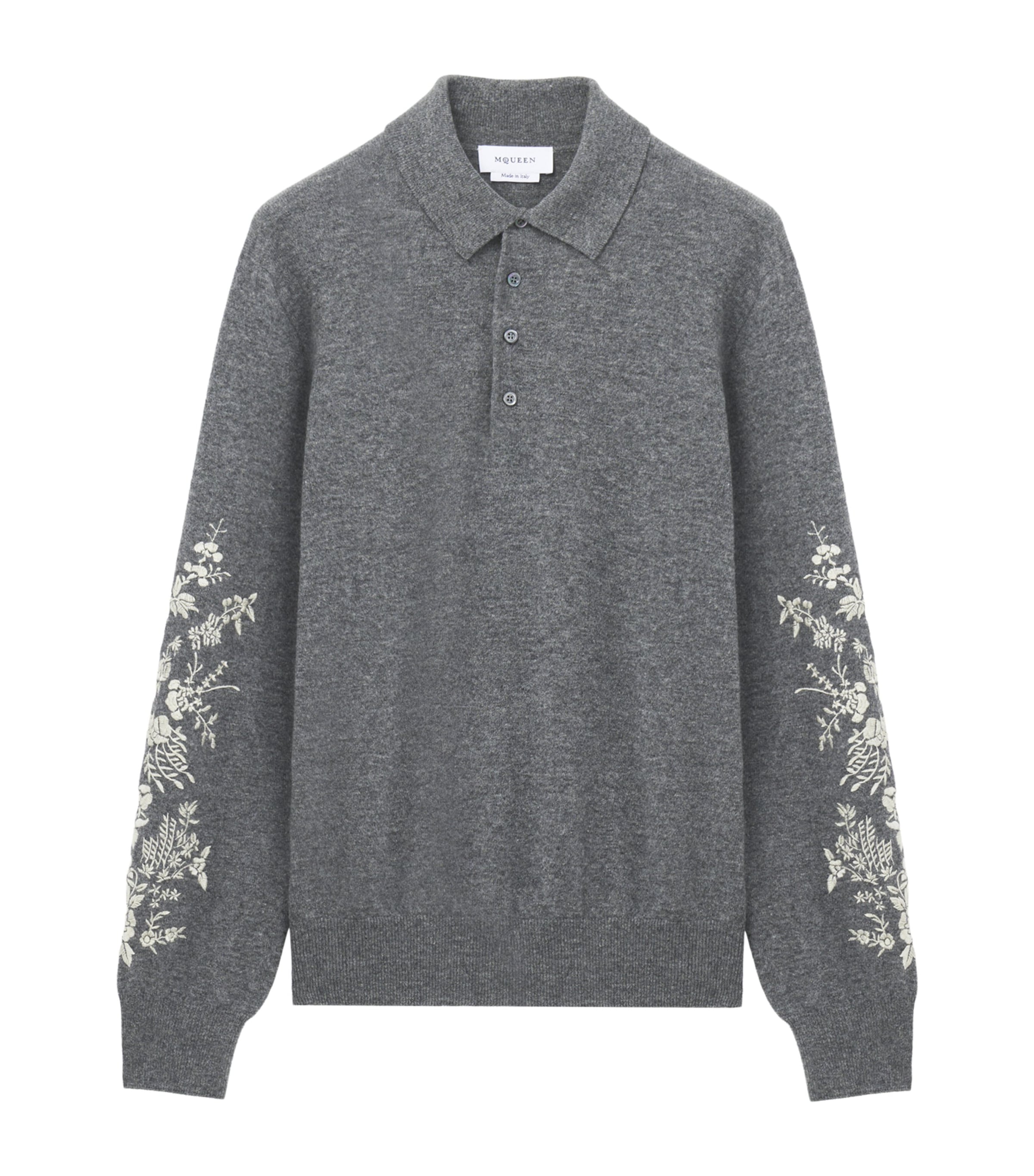 McQueen Mens Wool Embroidered Polo Sweater Image 1