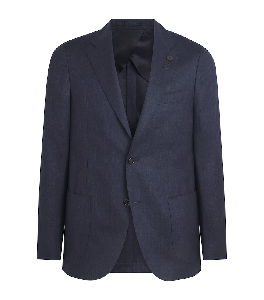 Lardini Mens Virgin Wool-Blend Blazer Navy Image 1