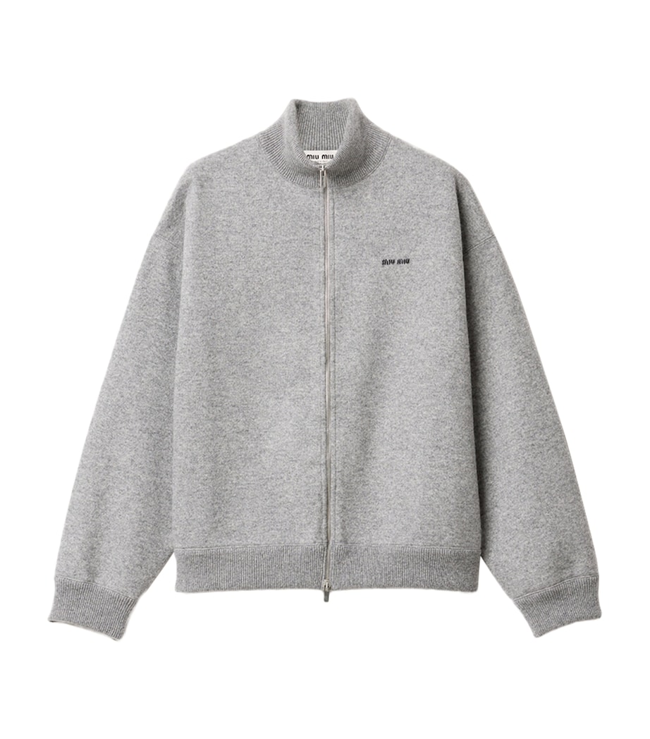 Miu Miu Womens Cashmere Zip-Up Cardigan Image 1