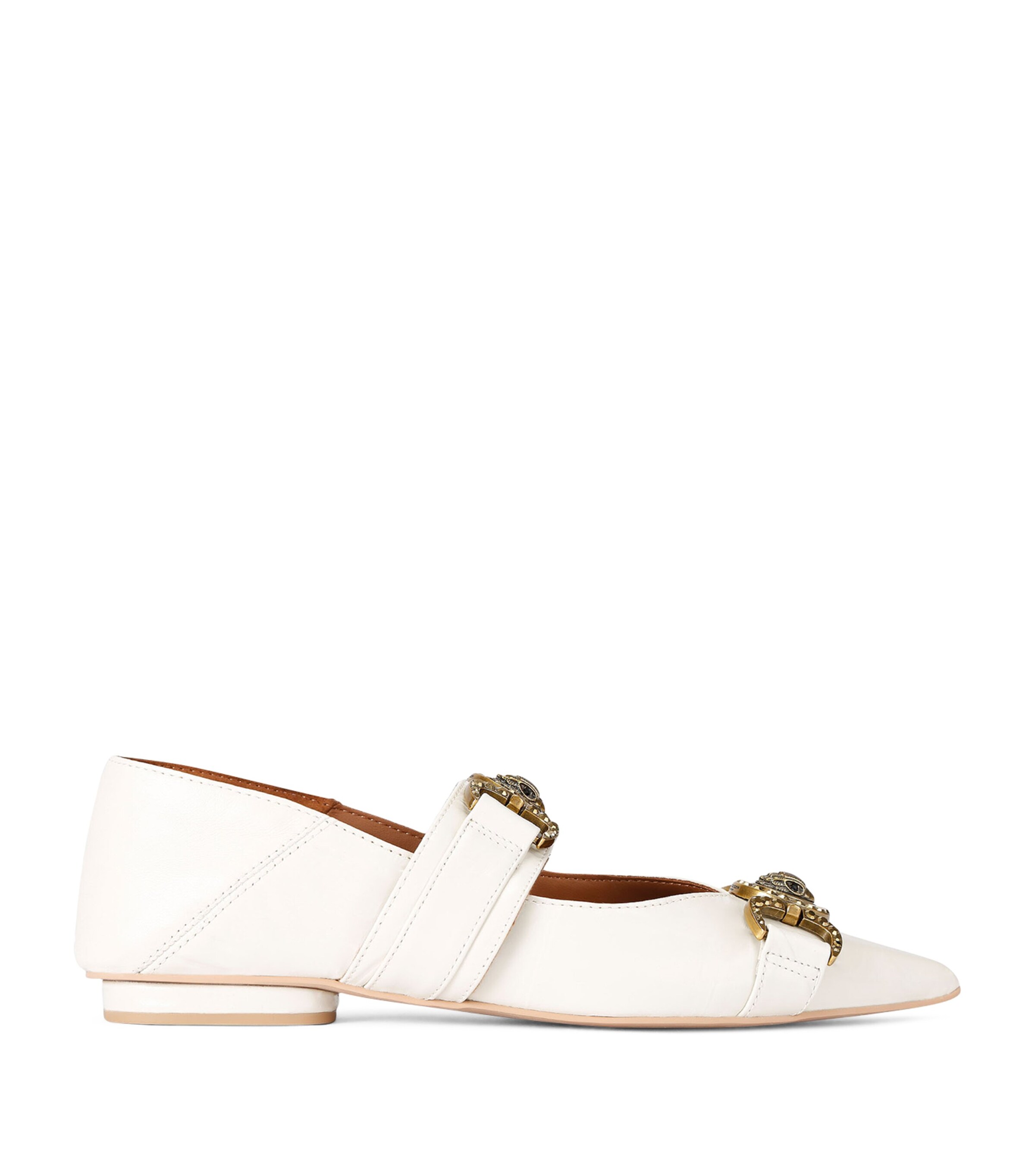 Kurt Geiger London Leather Embellished Mansion Flats Bone Image 1