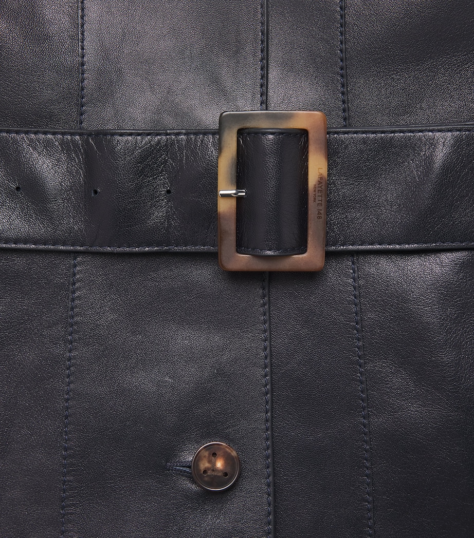 Lafayette 148 Womens Leather Belted Jacket Ink Ink Image 6