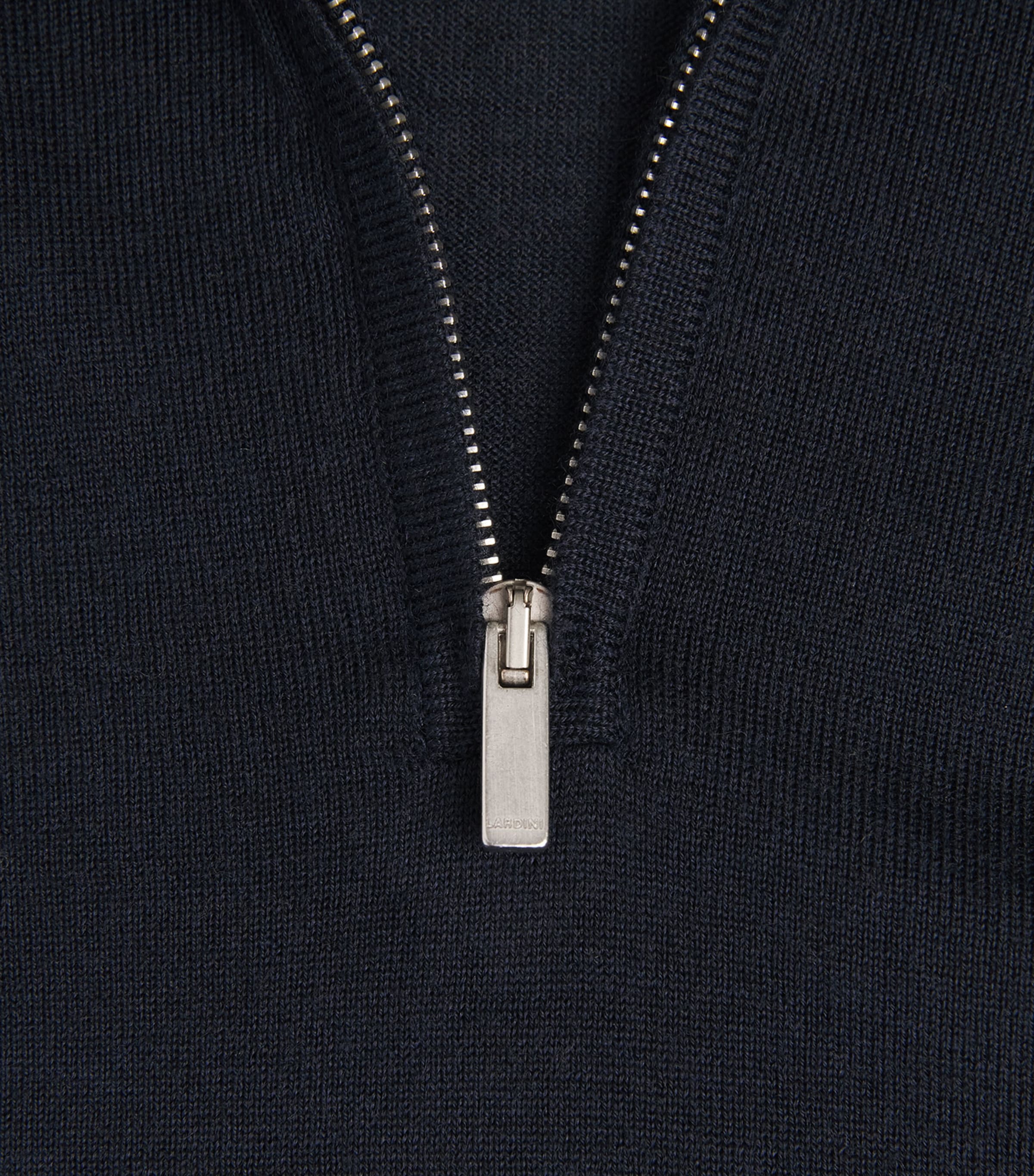 Lardini Mens Wool-Silk-Cashmere Quarter-Zip Sweater Navy Image 6