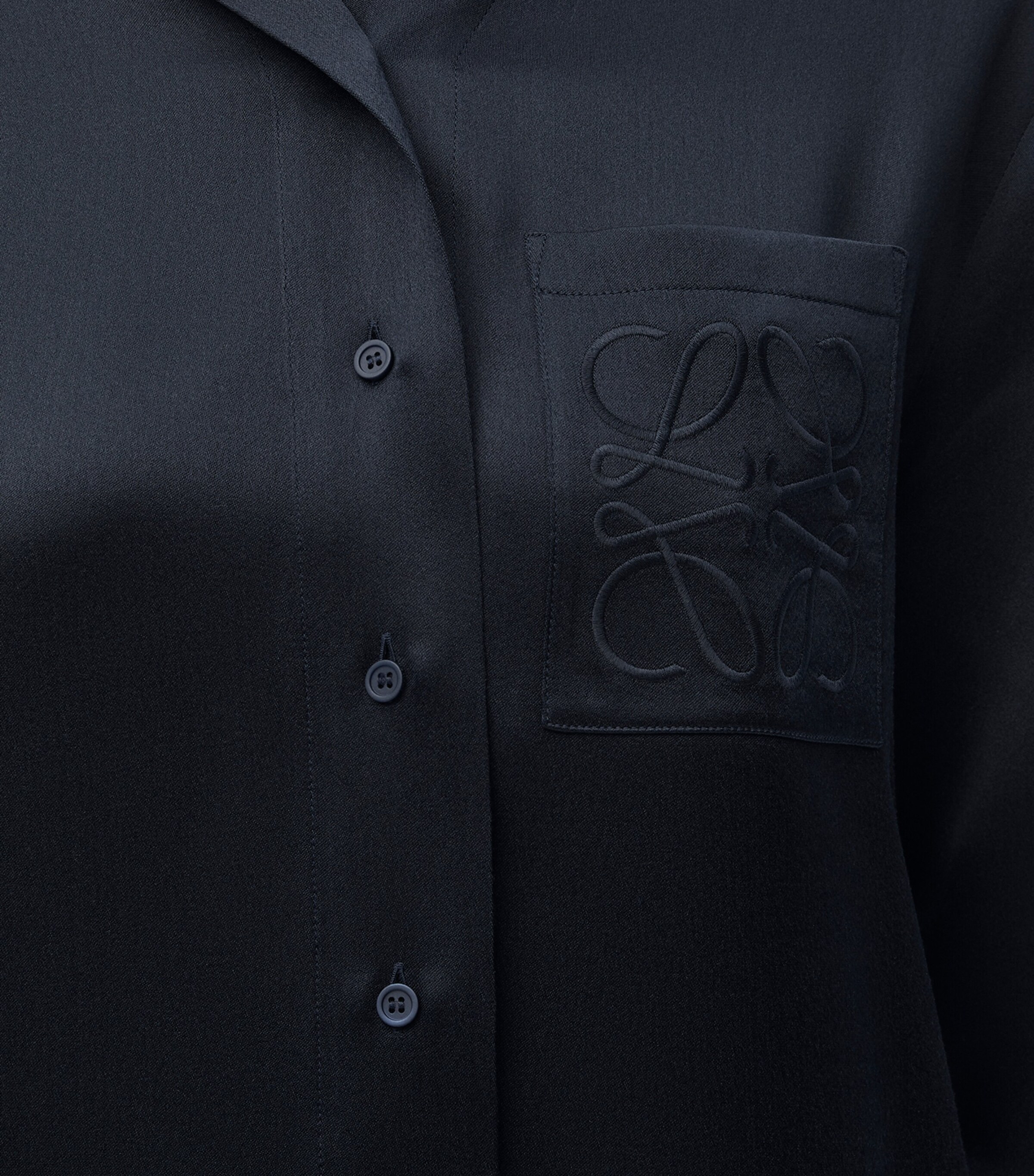 LOEWE Womens Silk-Blend Pyjama Shirt Midnight Blue Image 5