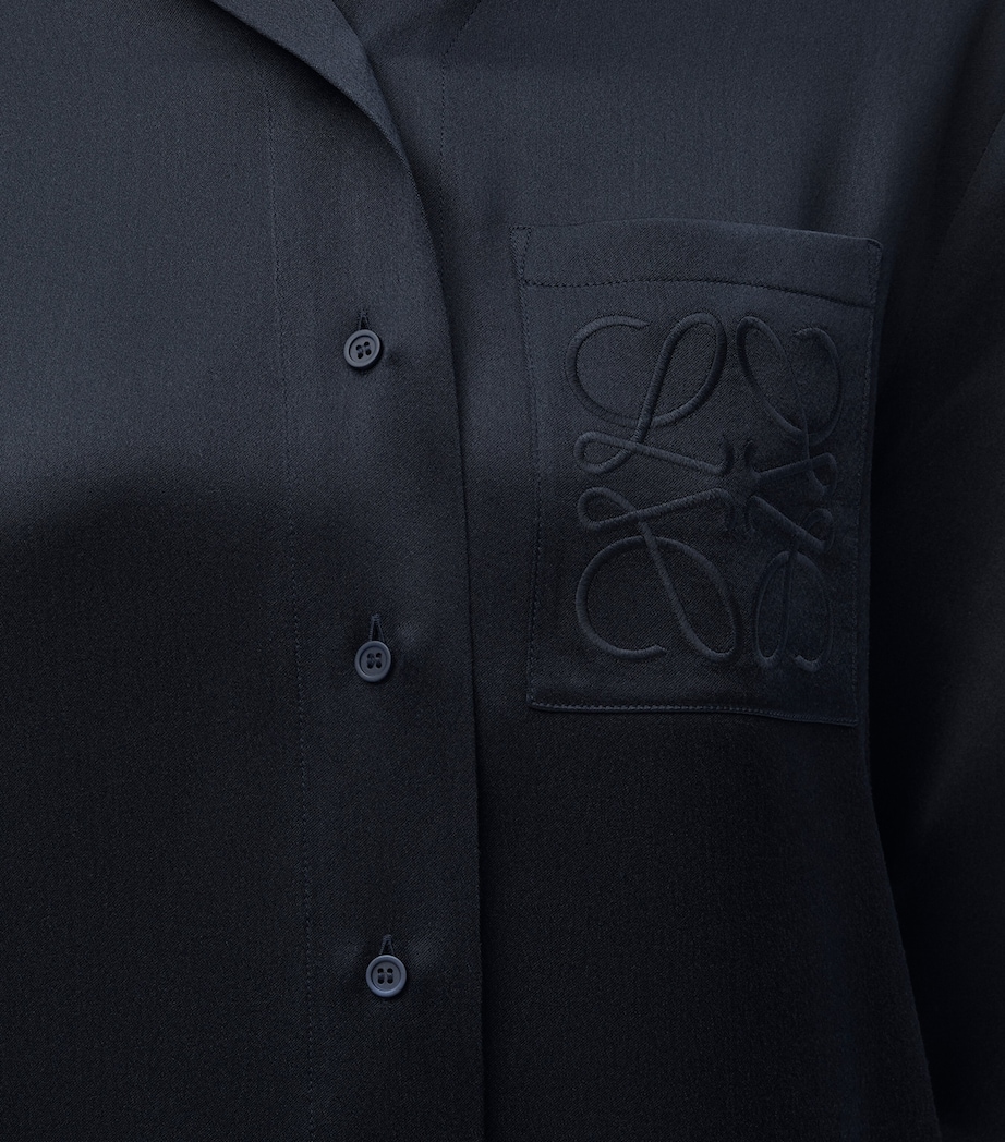 LOEWE Womens Silk-Blend Pyjama Shirt Midnight Blue Image 5