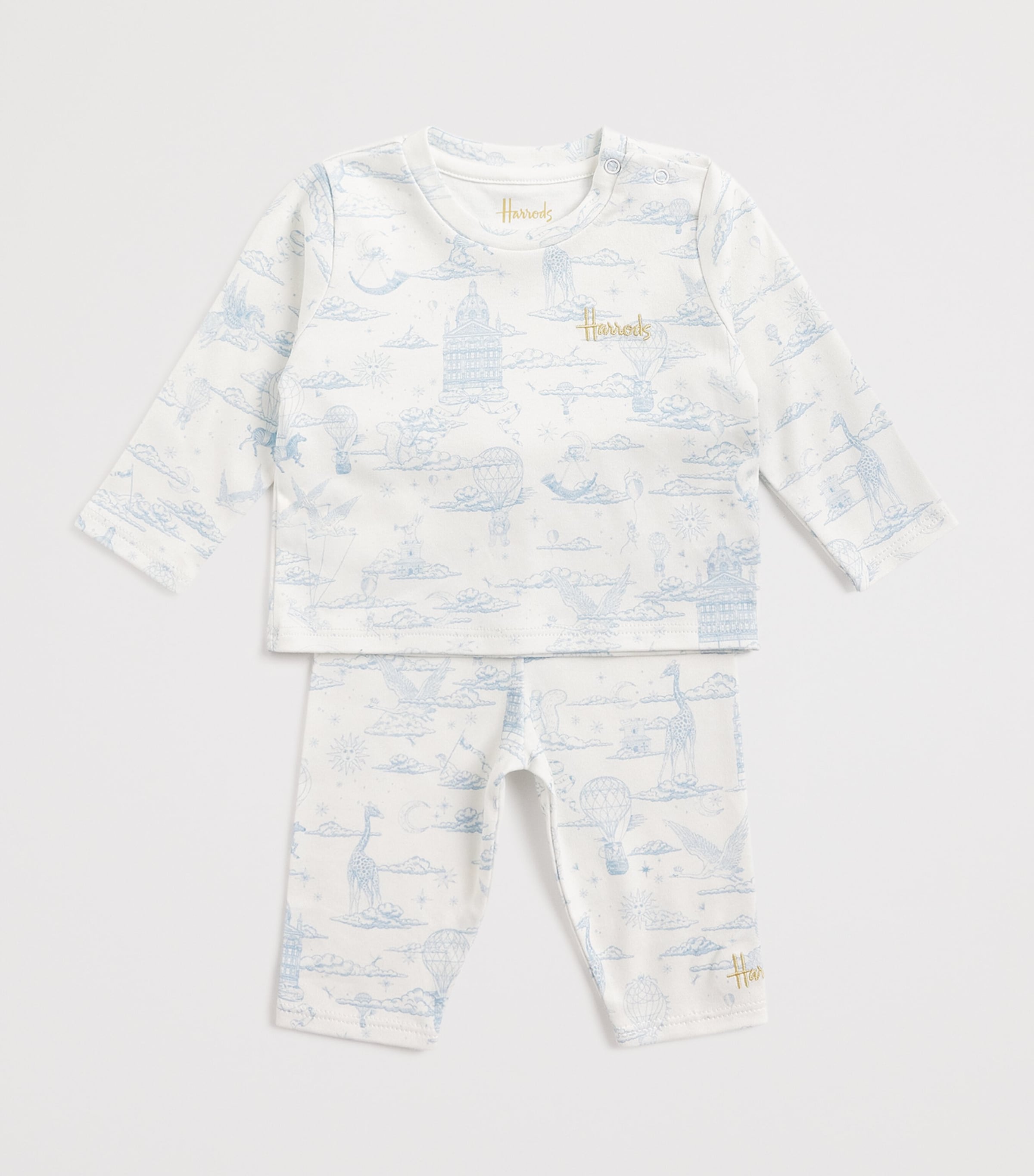 Pima Cotton Balloon Top and Trousers Set (0-18 Months) BLUE Image 3