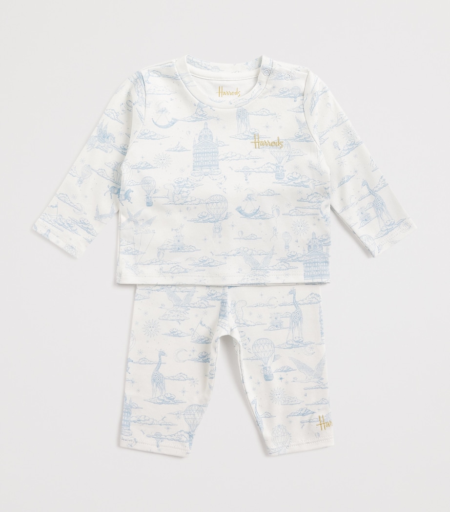 Pima Cotton Balloon Top and Trousers Set (0-18 Months) BLUE Image 3