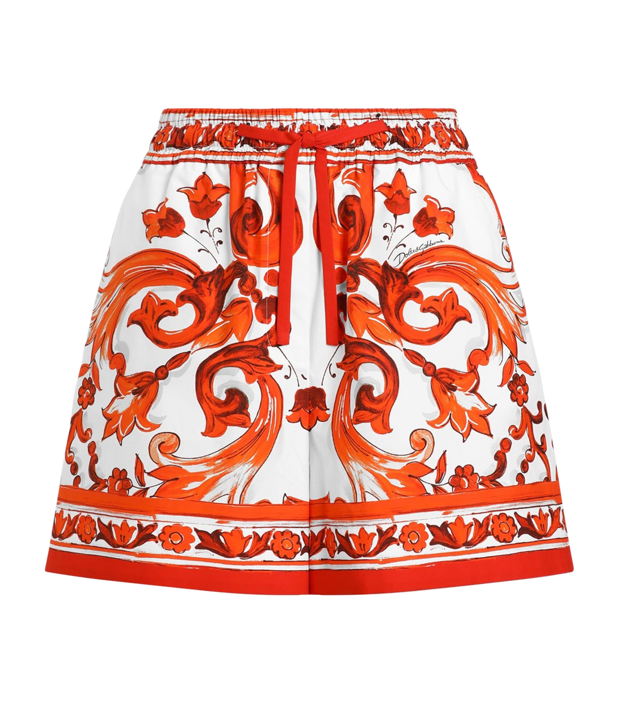 Dolce&Gabbana Womens Cotton Majolica Print Shorts Combined Colou Image 1