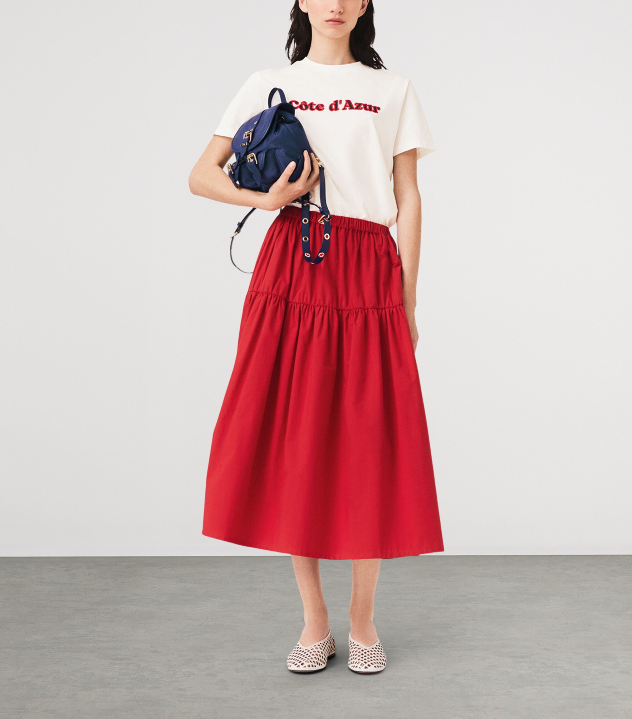 Maje Womens Gathered Maxi Skirt Red Image 5