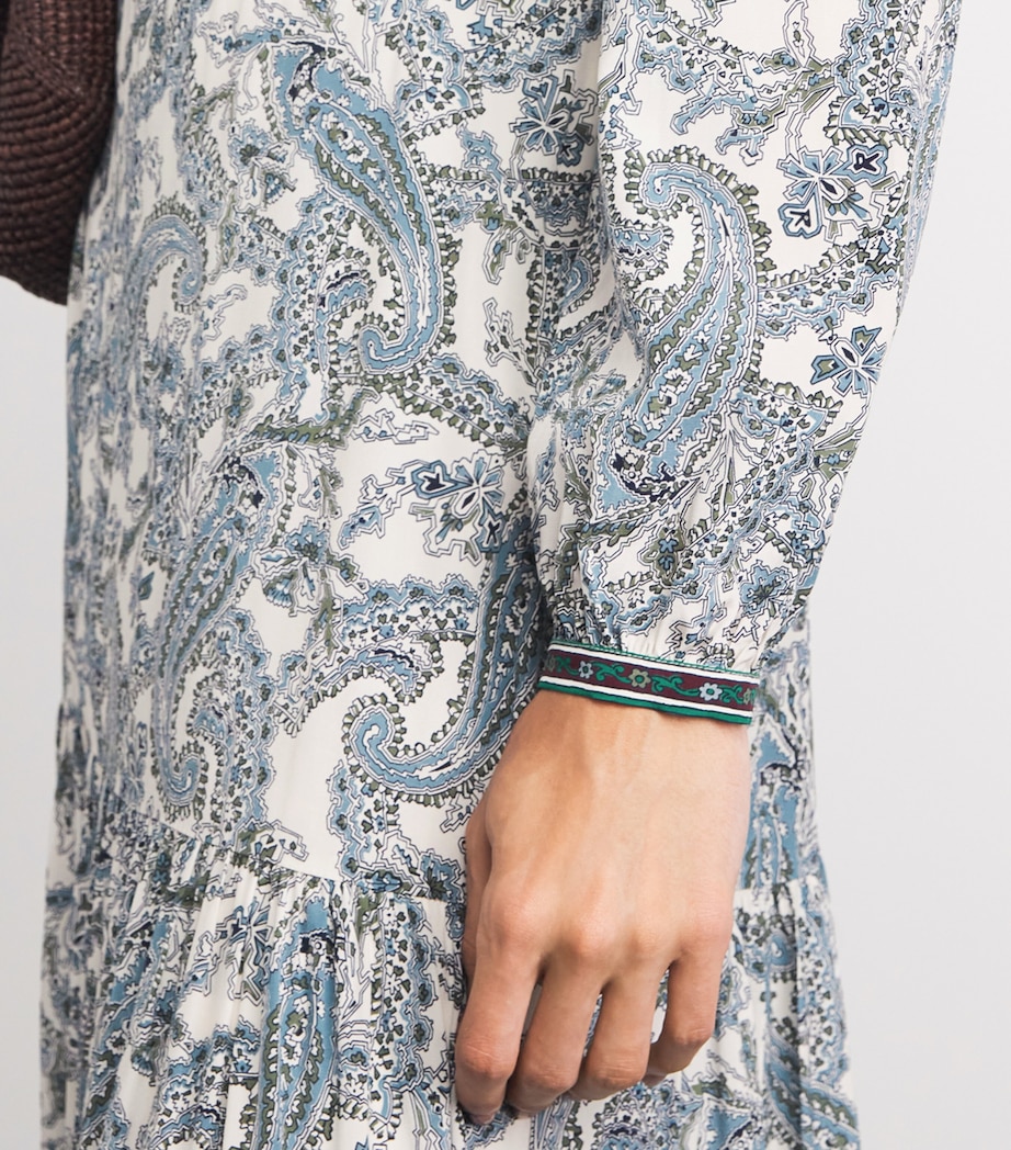 Veronica Beard Womens Silk-Blend Paisley Sama Maxi Dress Ecru Multi Image 5