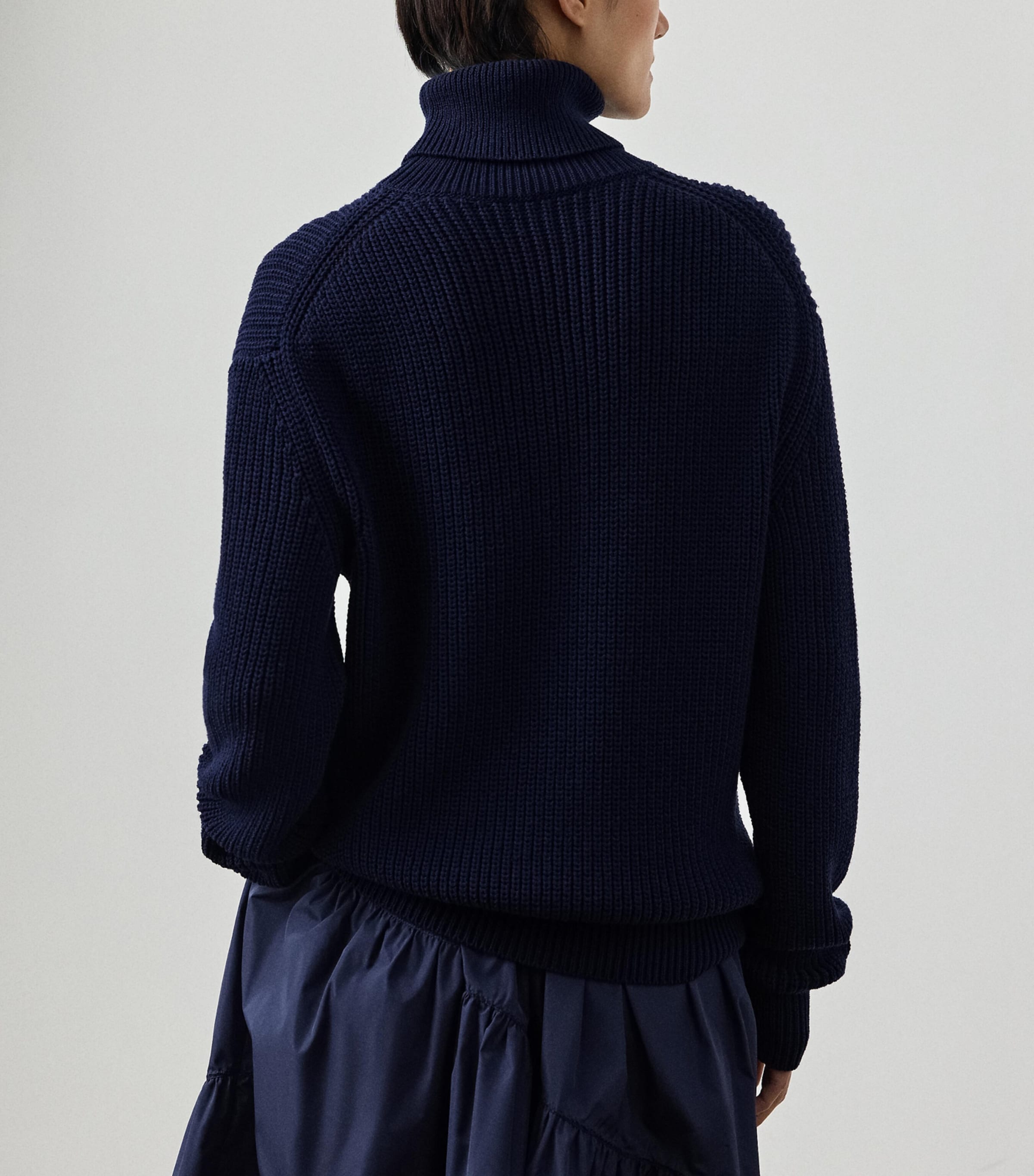 Cotton-Silk Intarsia-Knit Rollneck Sweater NAVY-410 Image 3