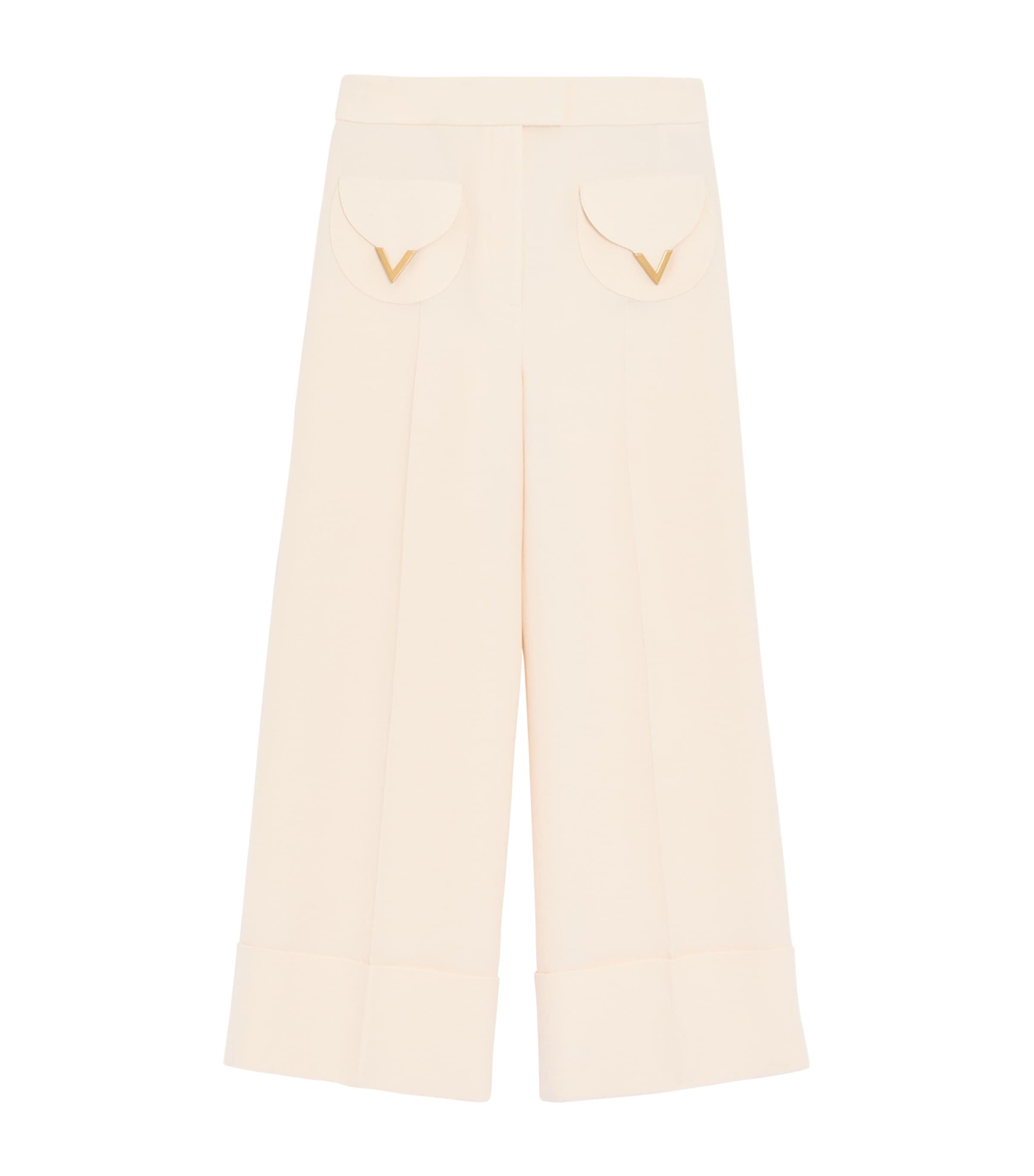 Valentino Womens Wool-Silk Crepe Tailored Trousers Image 1