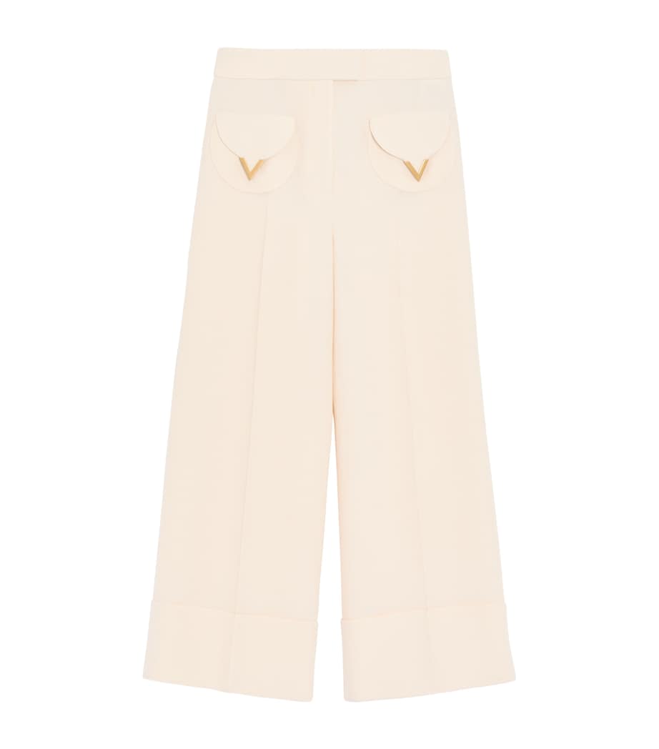 Valentino Womens Wool-Silk Crepe Tailored Trousers Image 1